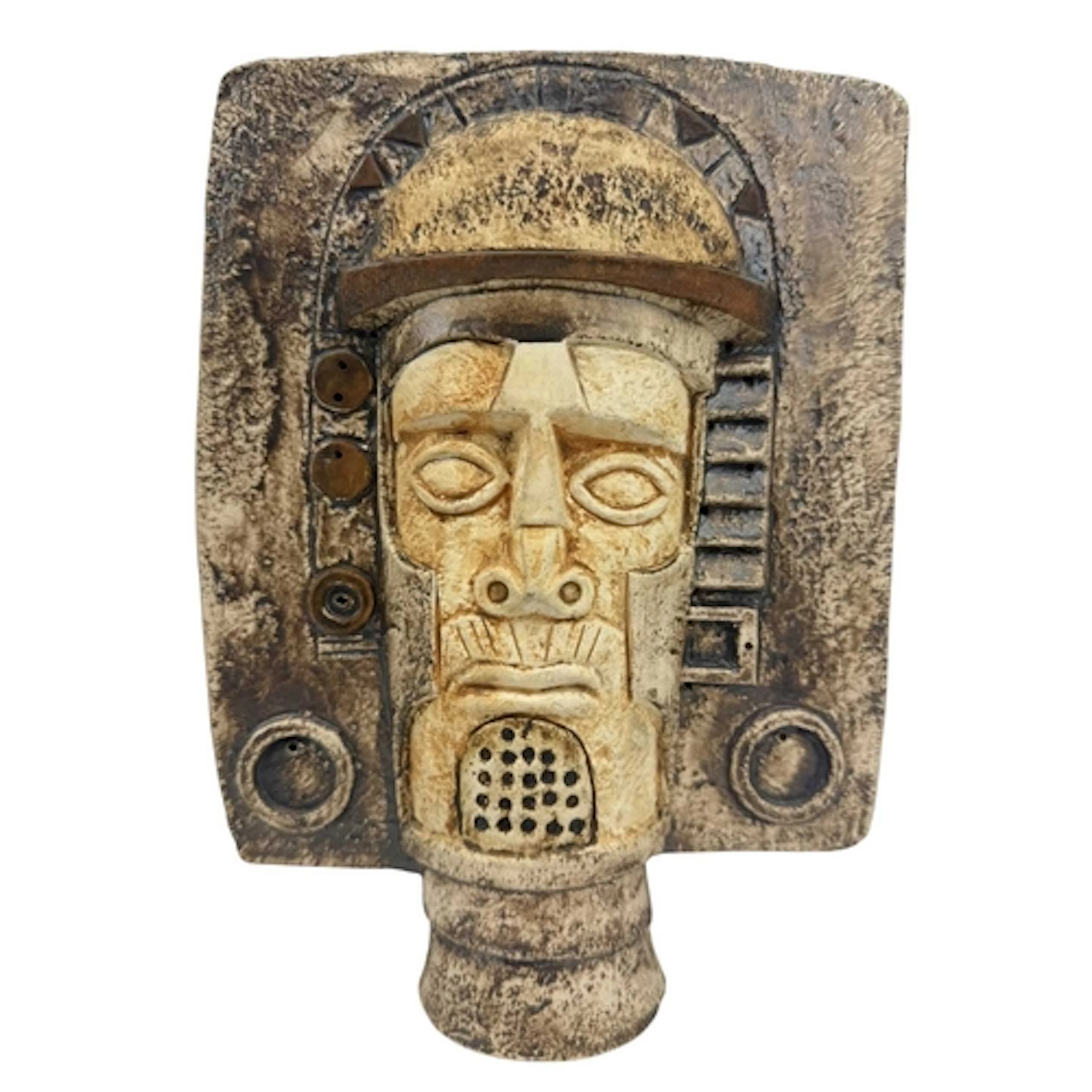 A Troika Pottery Aztec double sided face mask. The mask bein...