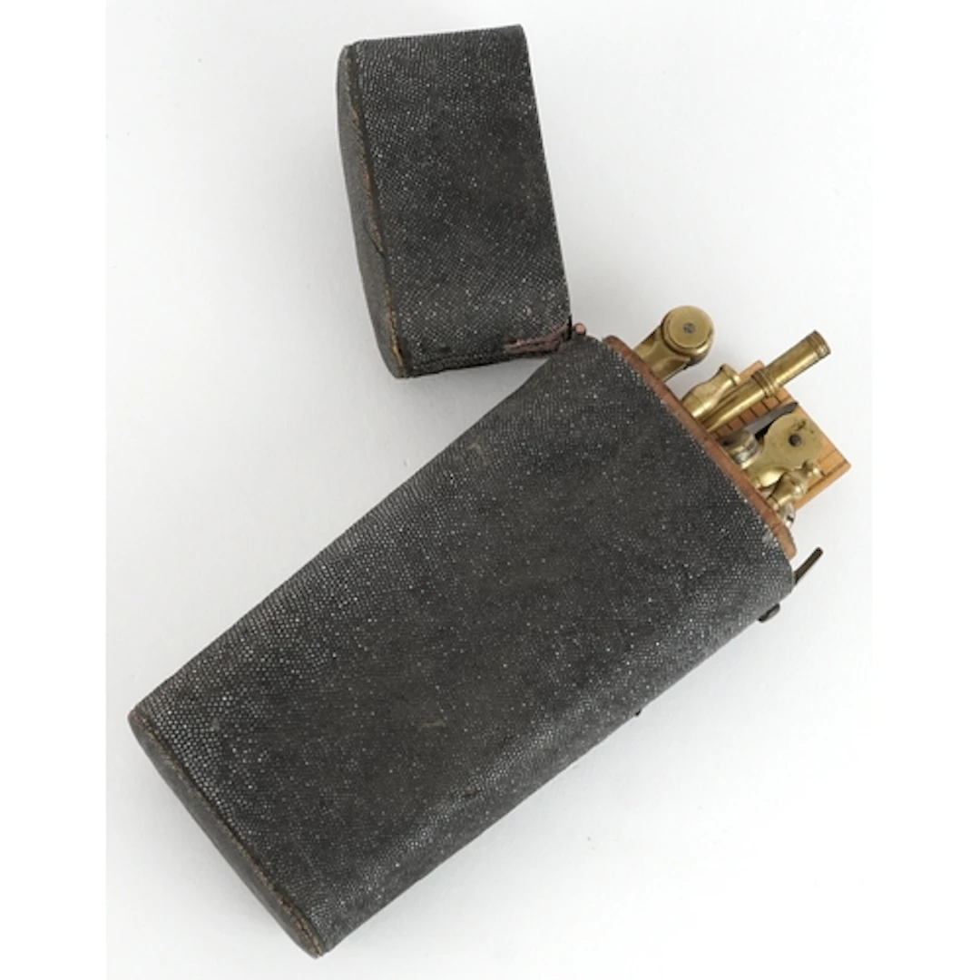 Georgian shagreen drawing instrument etui with paper label f...