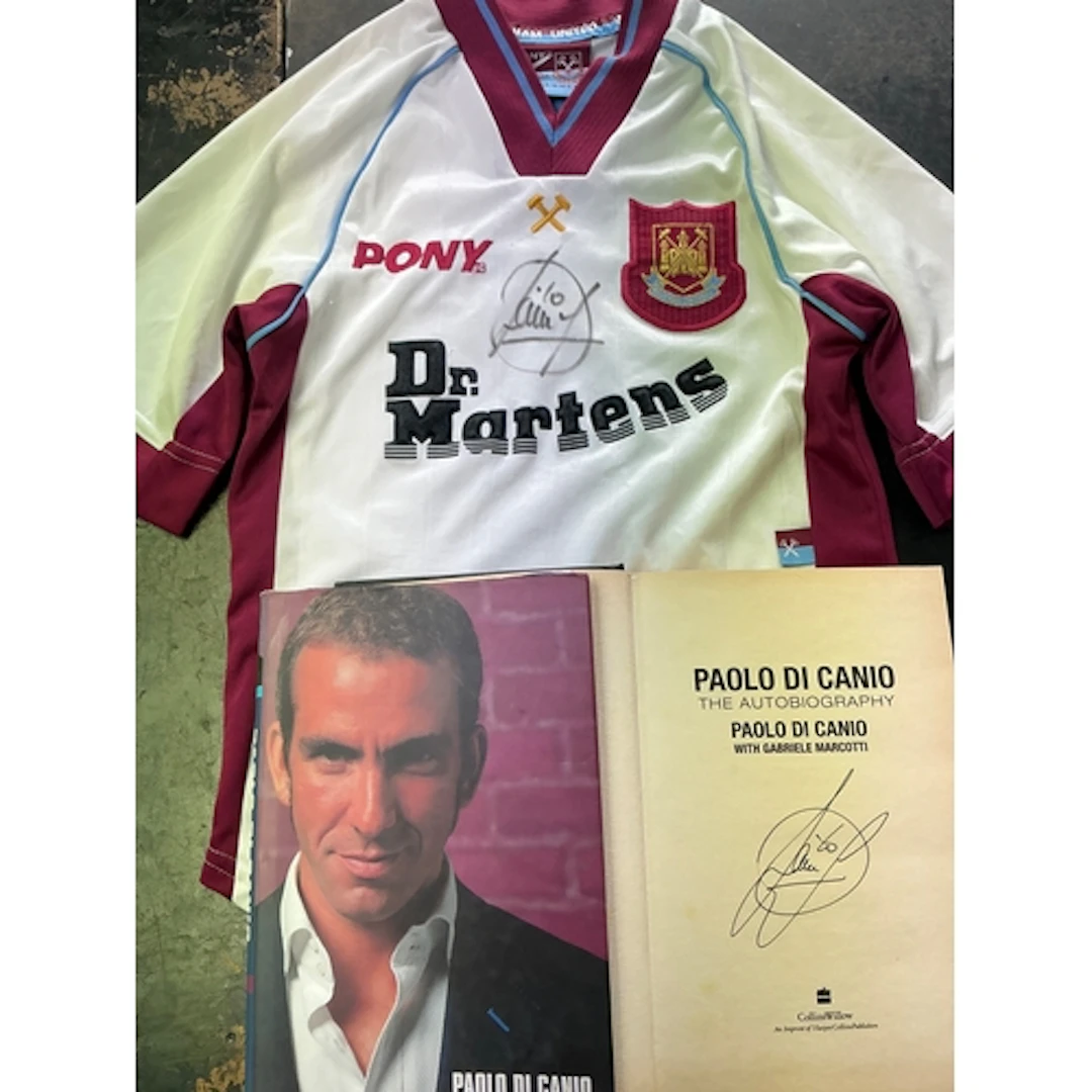 Di Canio West Ham Signed Football Book + Shirt: Autobiograph...