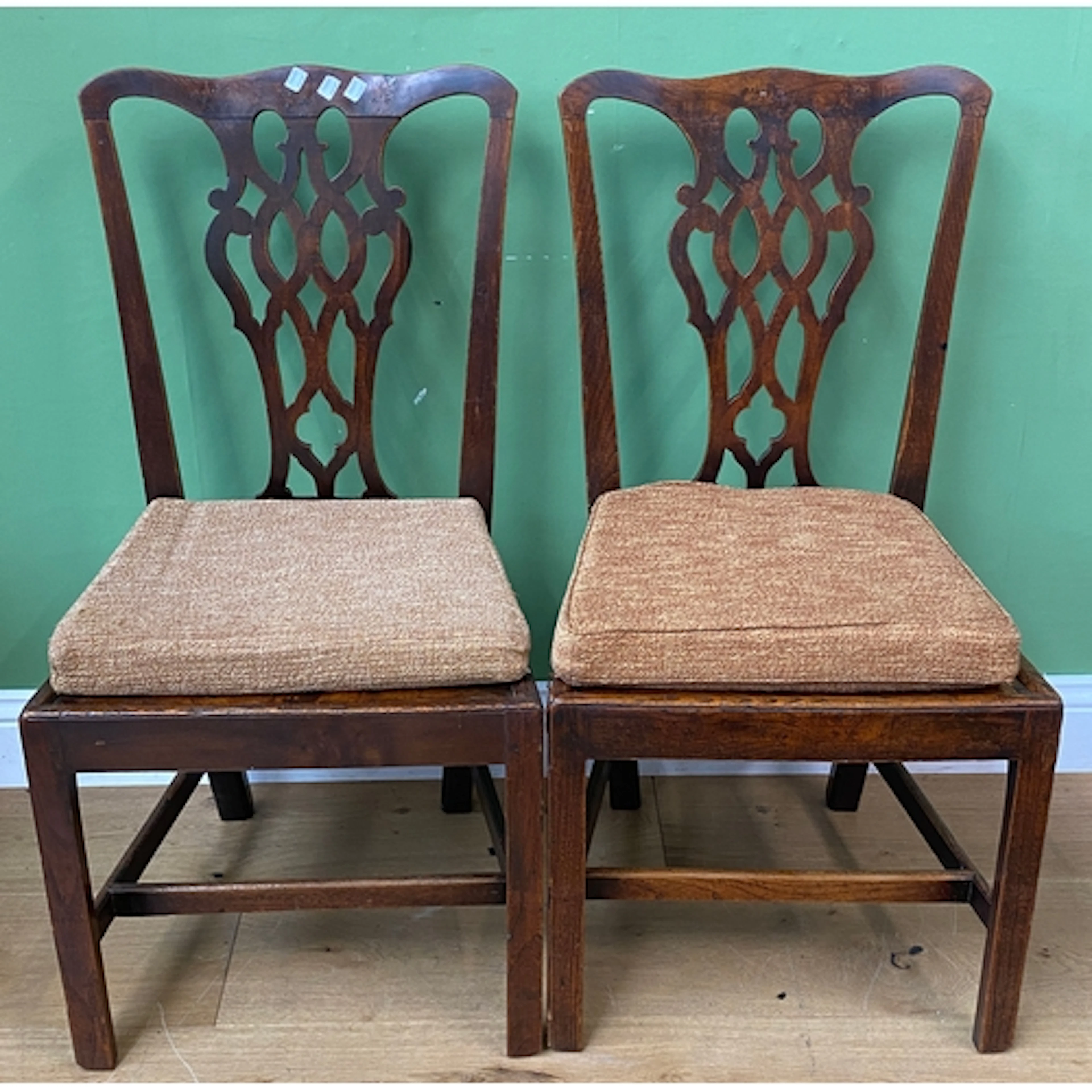 A set of six provincial elm 'Country Chippendale' splatback ...