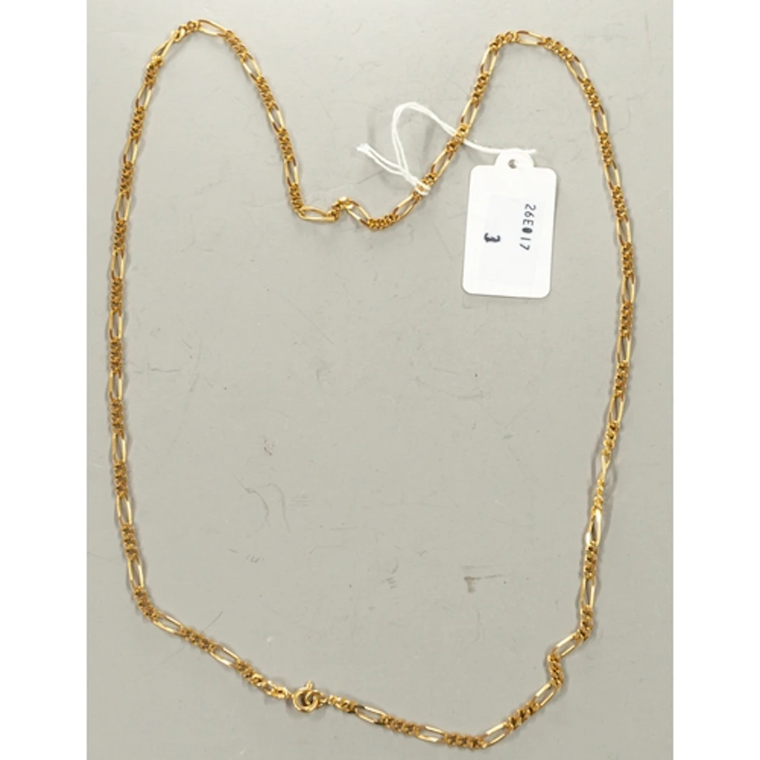 Jewellery: Jewellery: 18ct gold chain of fetter and three l...