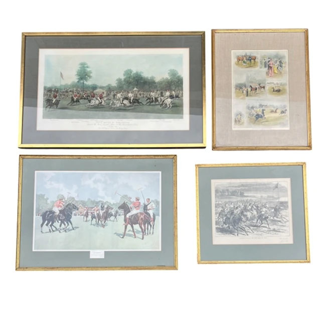 FOUR POLO ENGRAVINGS Each framed and glazed. Largest 37cm x ...