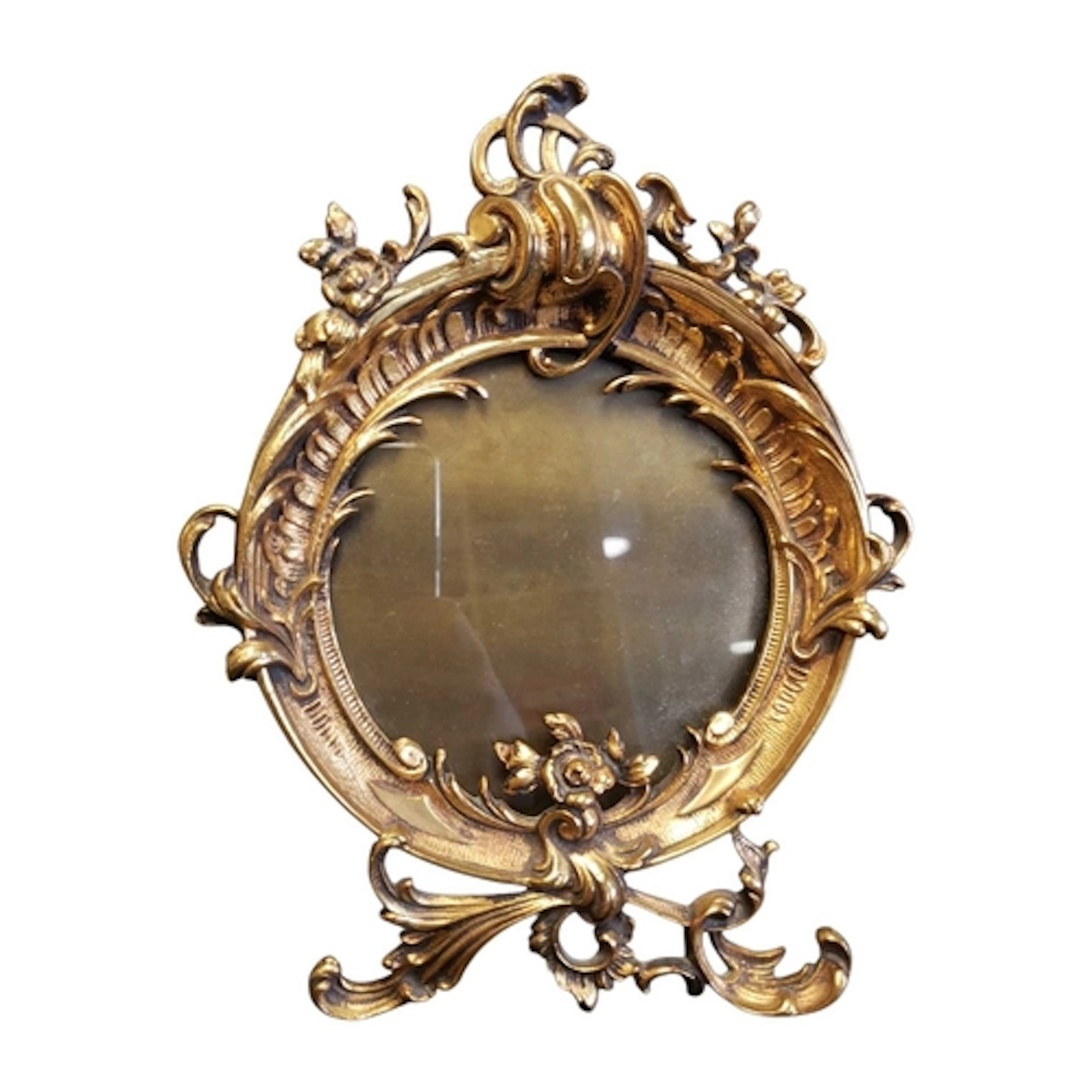 20th century French Rococo style brass photo frame / stand. ...