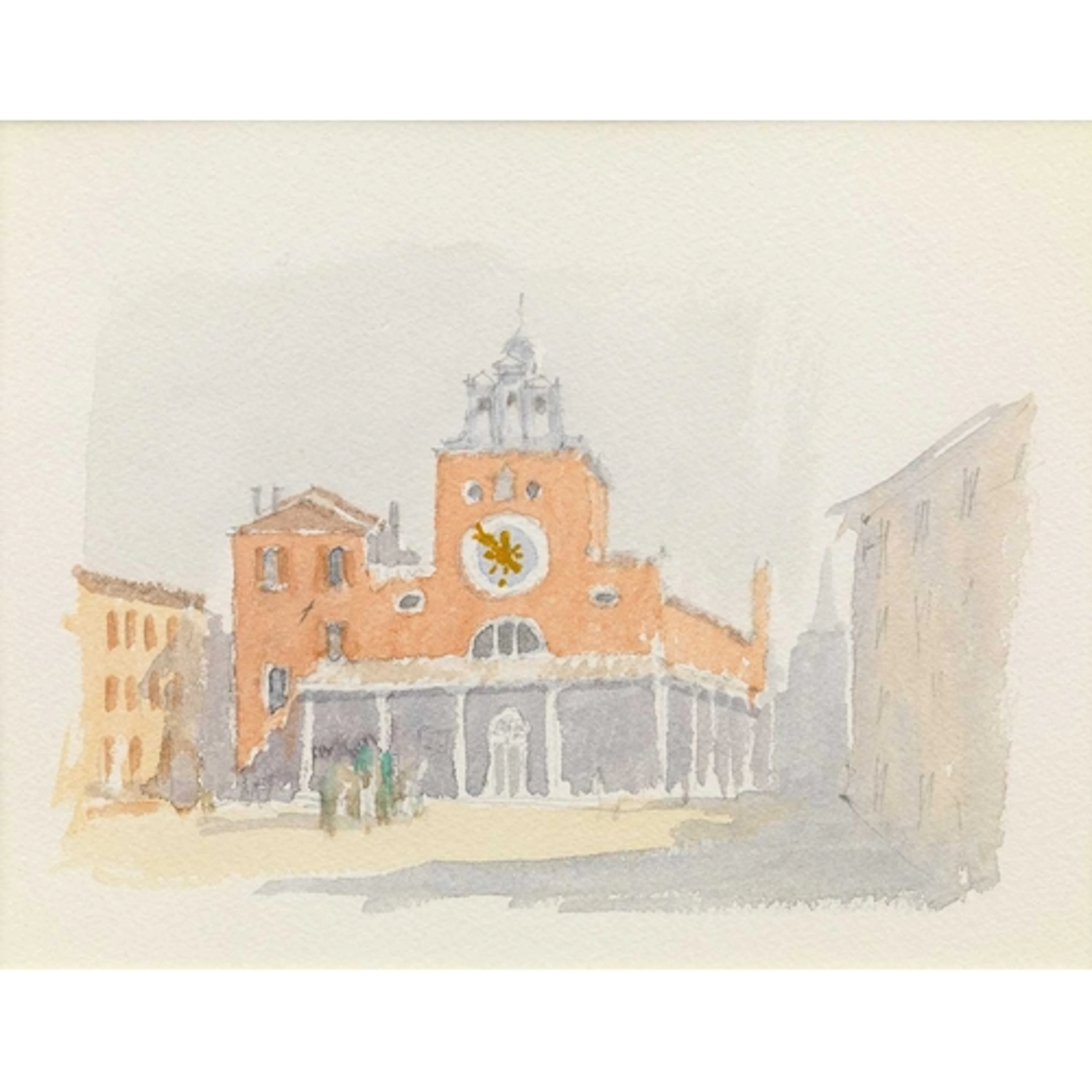 § John MILLER (1931-2002) Fishmarket, Venice Gouache, stamp ...