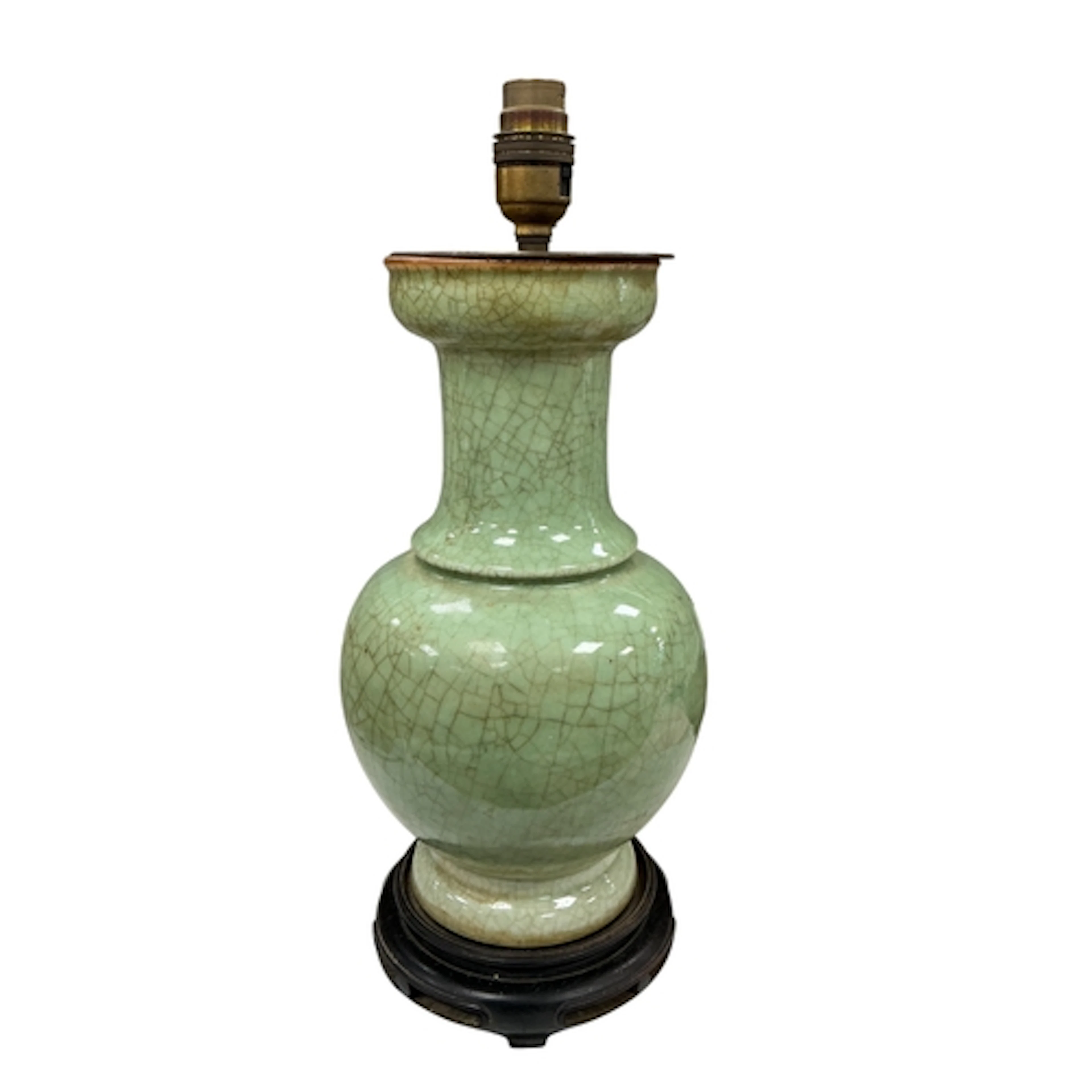 A 20th century Chinese celadon crackle glazed table lamp bas...