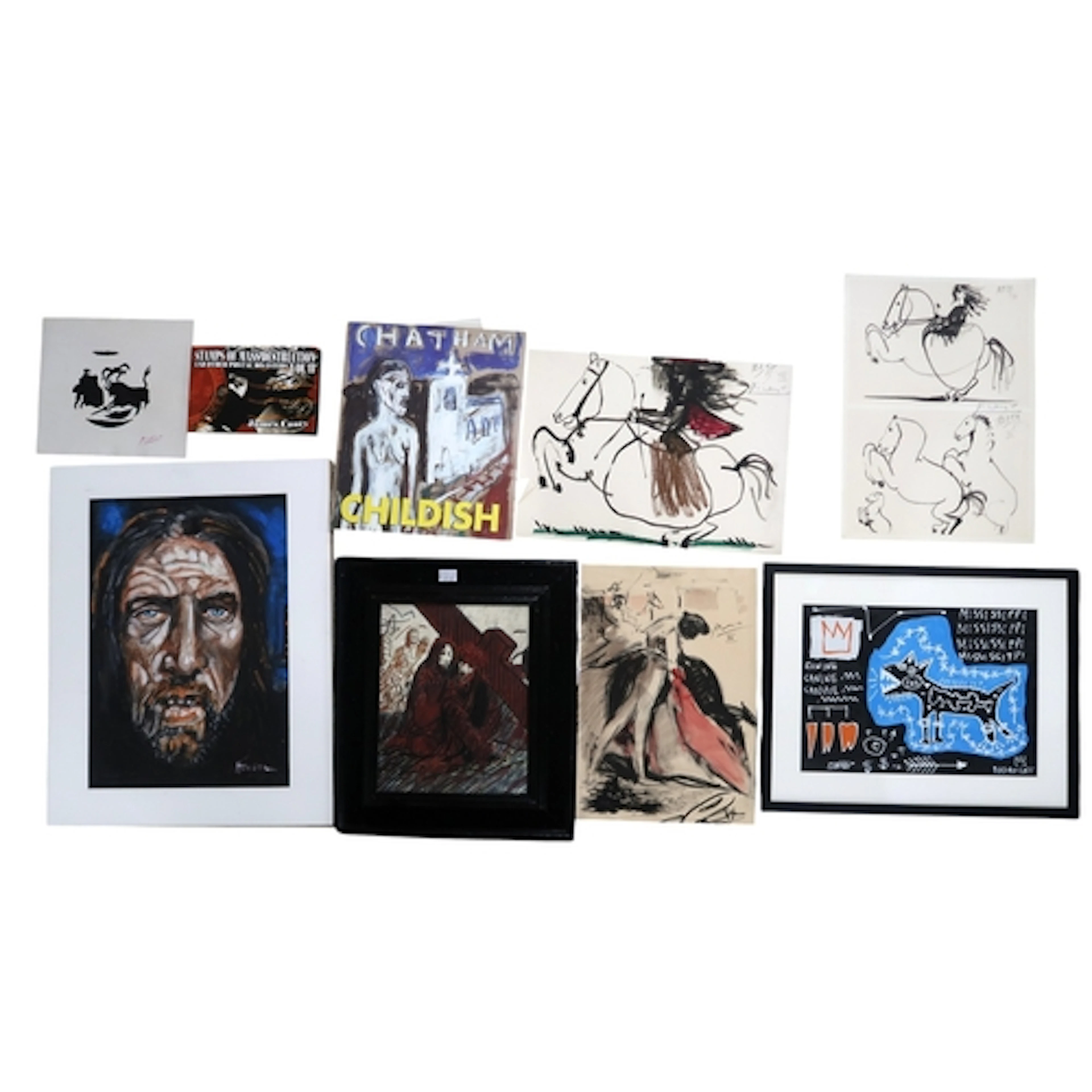 A COLLECTION OF UNFRAMED ARTWORKS After Picasso drawings,...