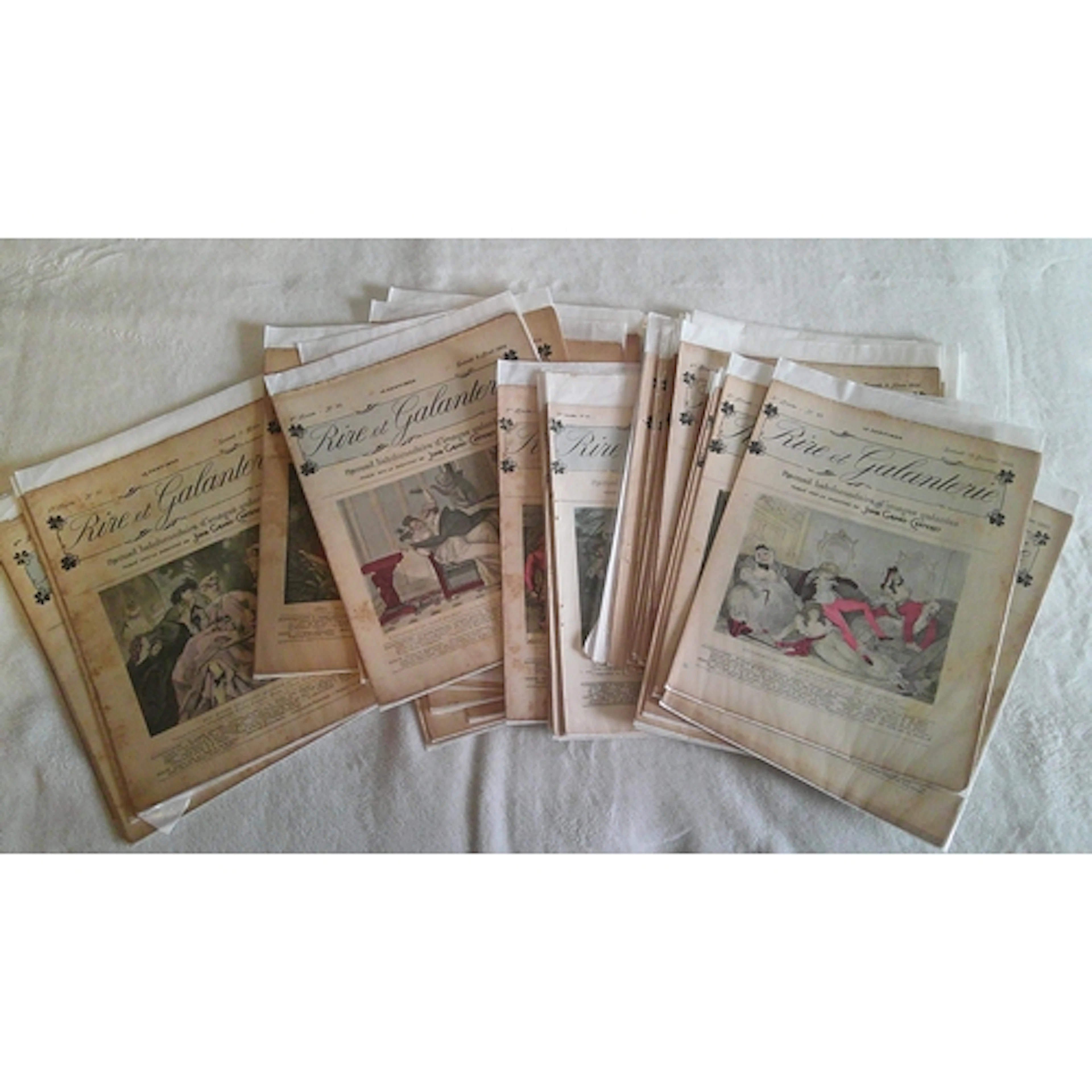 Approx 50 Edwardian French satirical and Galant magazines fr...