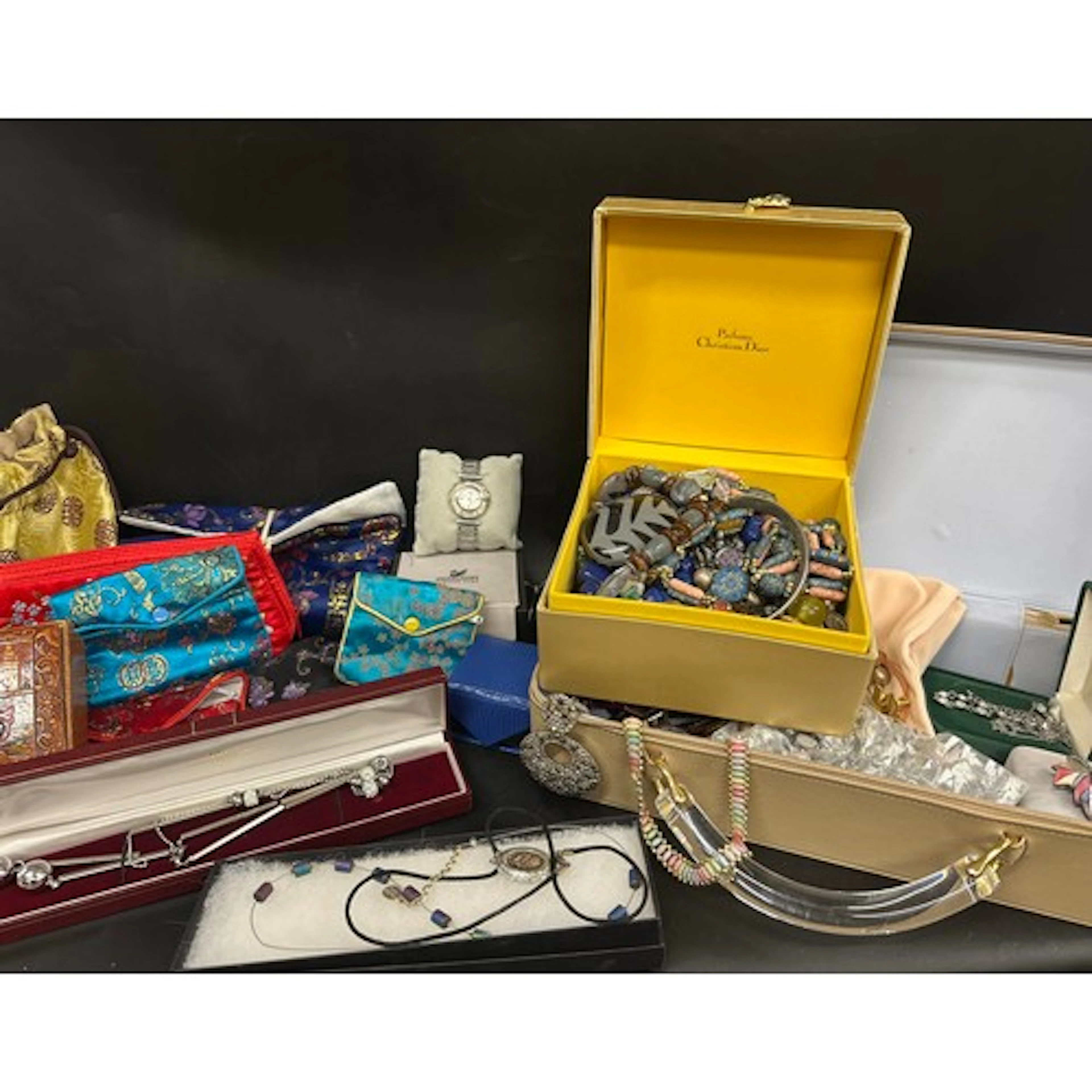 A collection of costume jewellery and watches, also with a c...