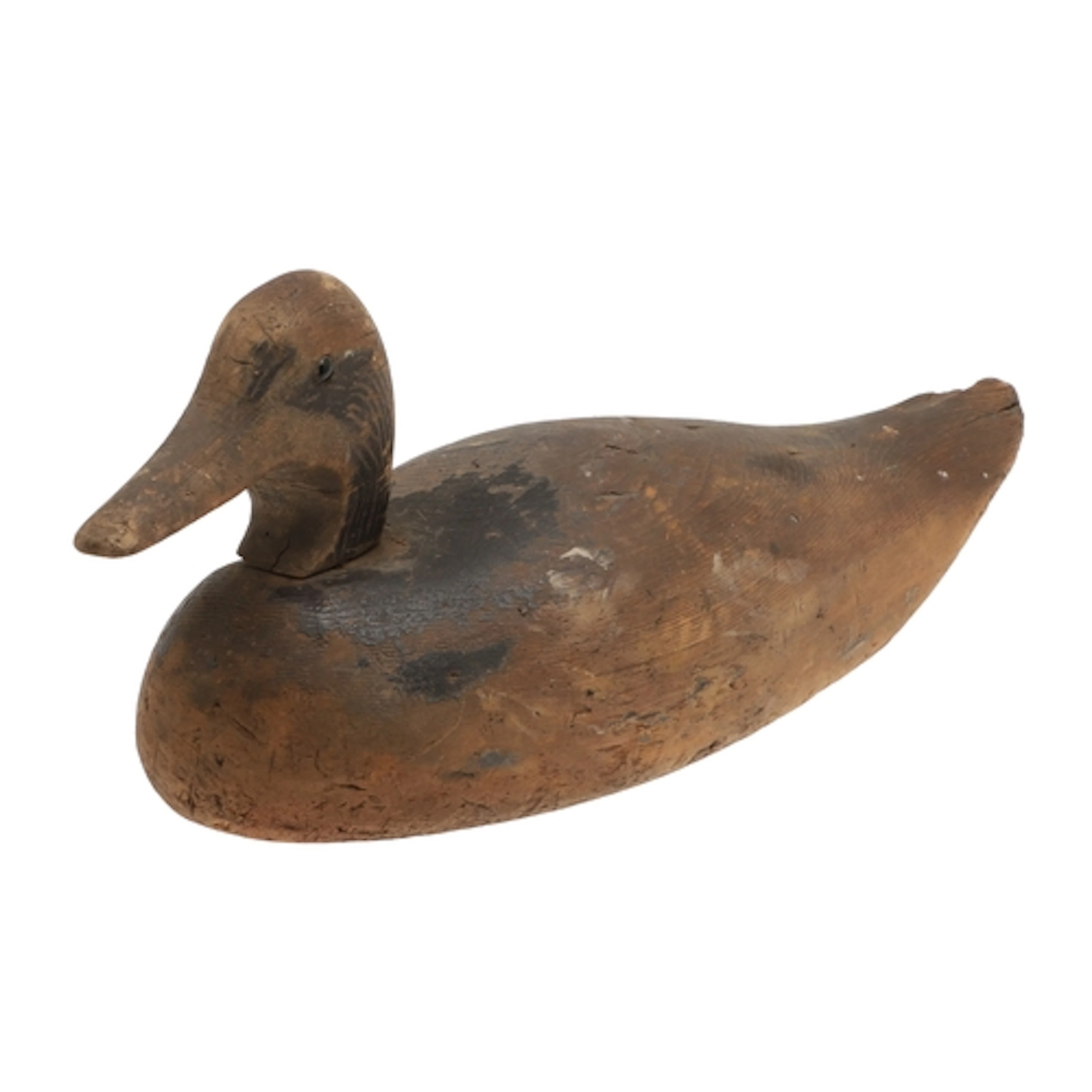 AN ANTIQUE PAINTED WOODEN DUCK DECOY. 19th or early 20th cen...