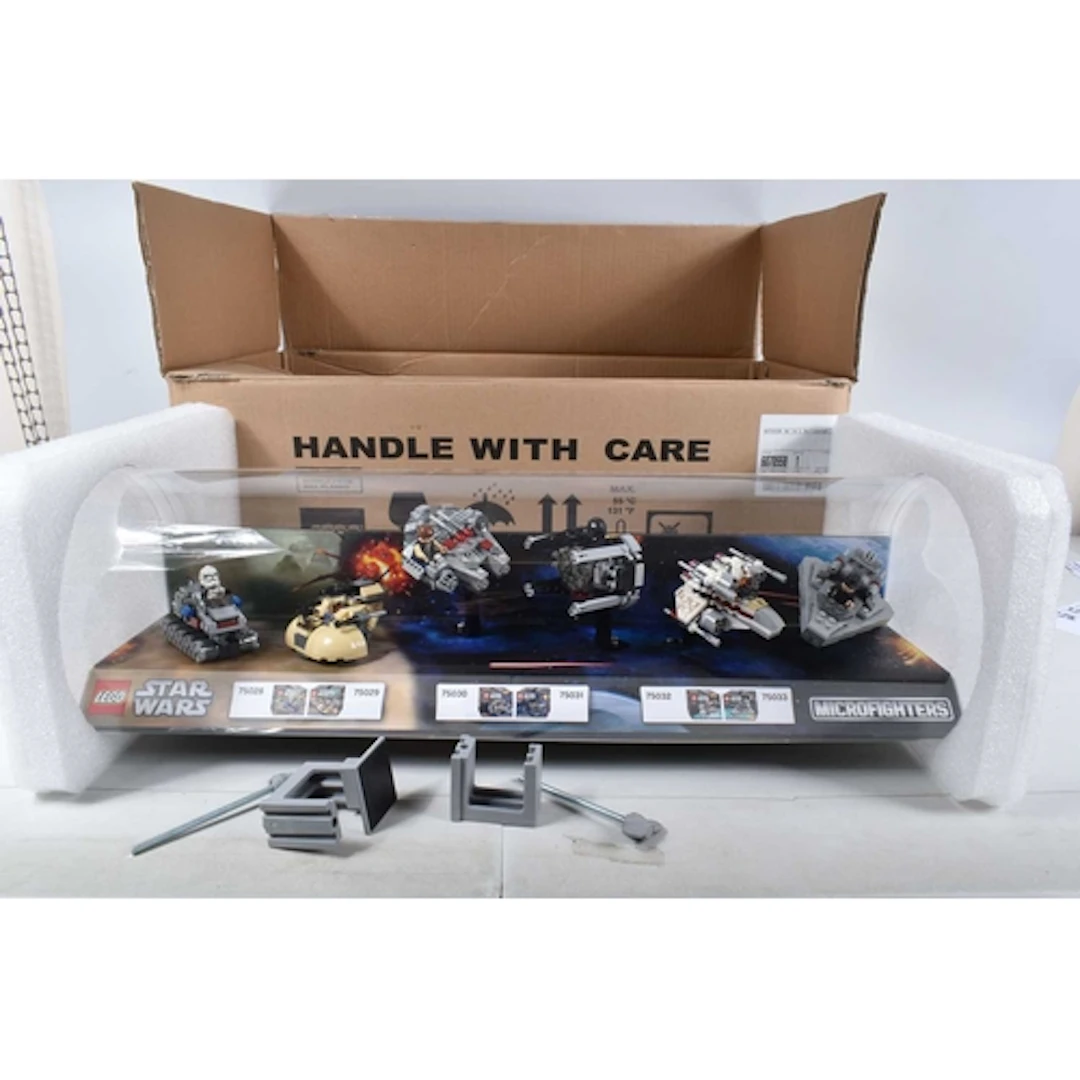 A BOXED LEGO STAR WARS MICROFIGHTER RETAIL DISPLAY CASE, fea...