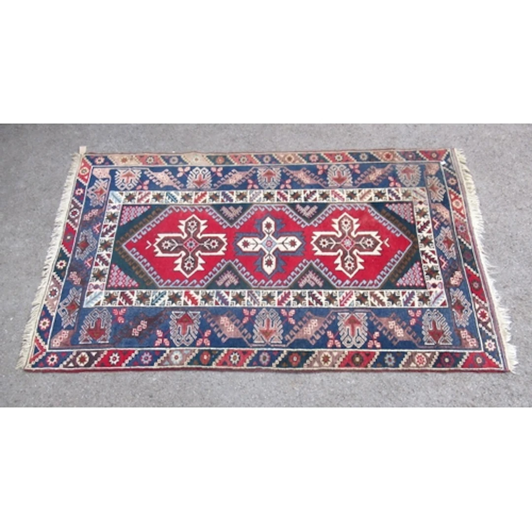 Turkish rug of Caucasian design, with three medallions on a ...
