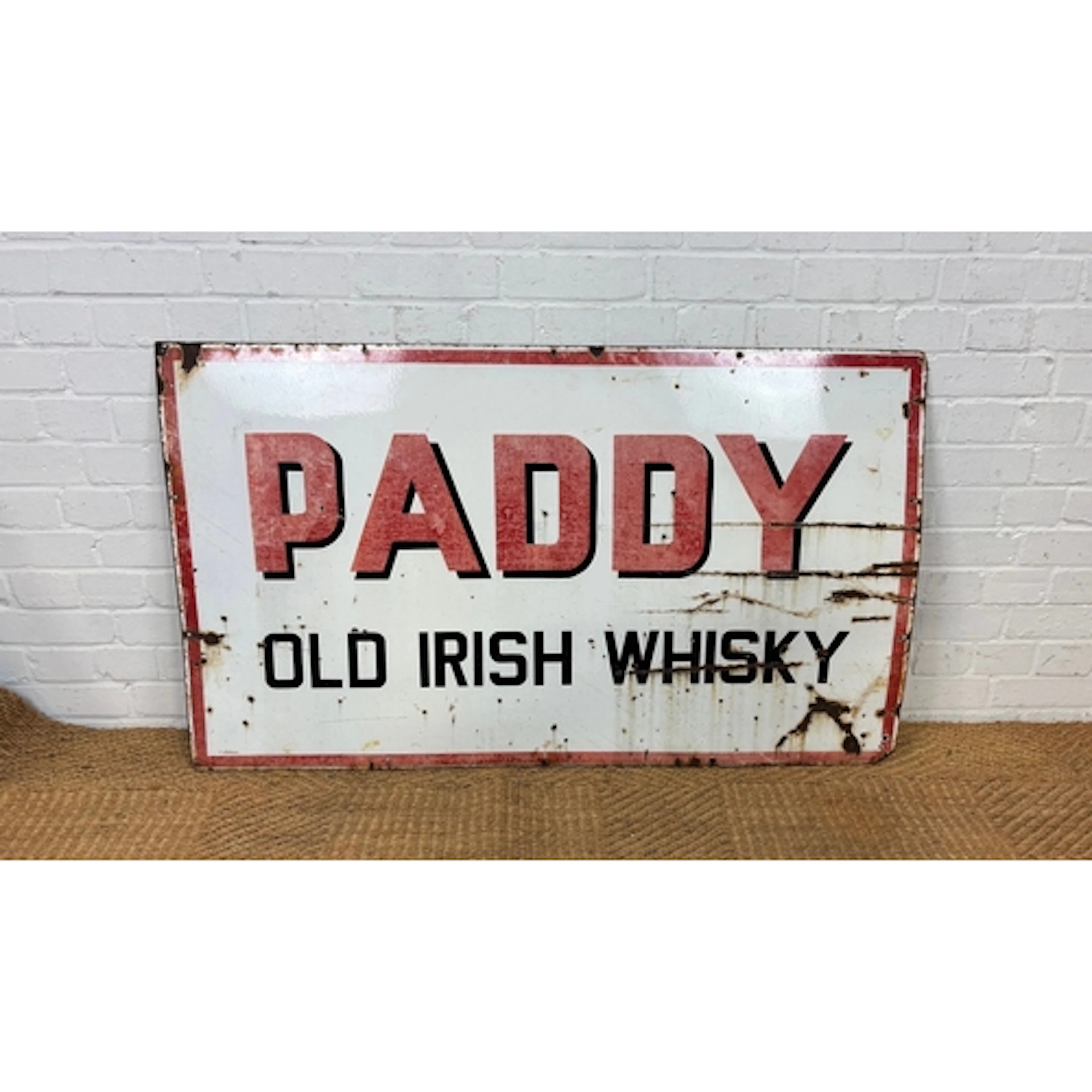 A VINTAGE ENAMEL SIGN FOR PADDY OLD IRISH WHISKEY 122cm x 72...