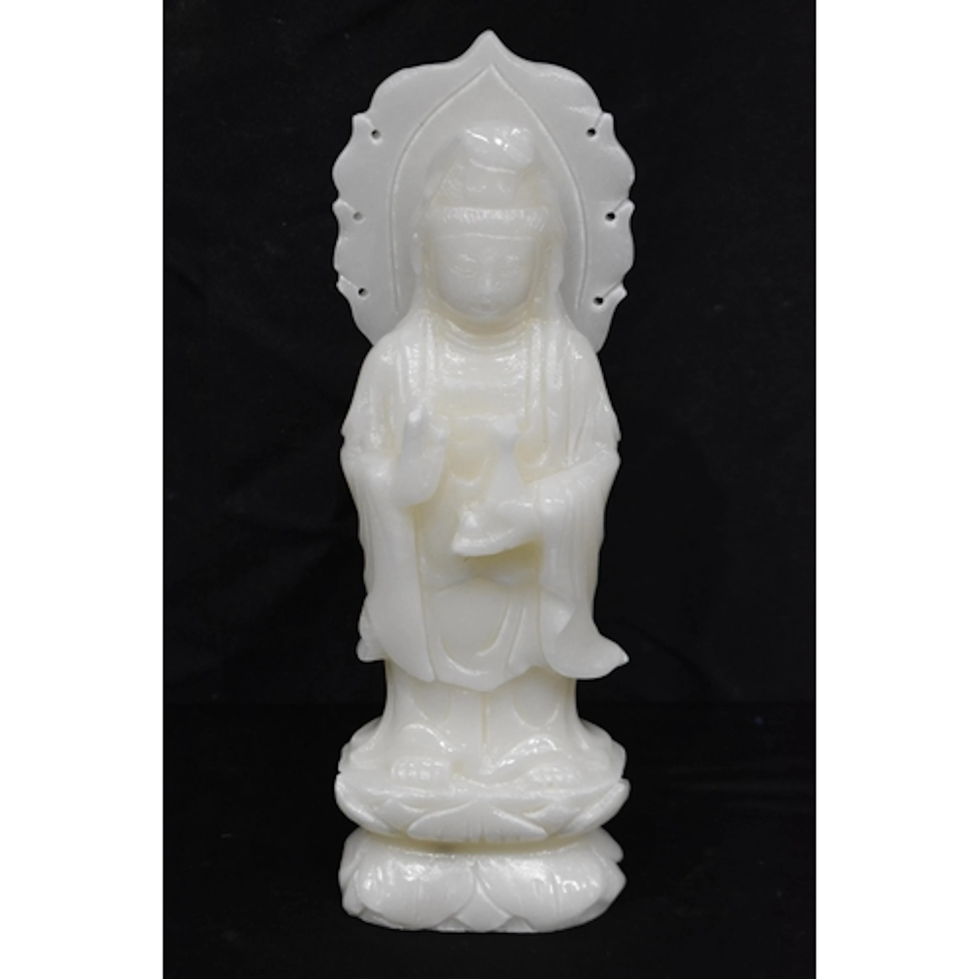 A Chinese white jade Guanyin figure 30.5cm
