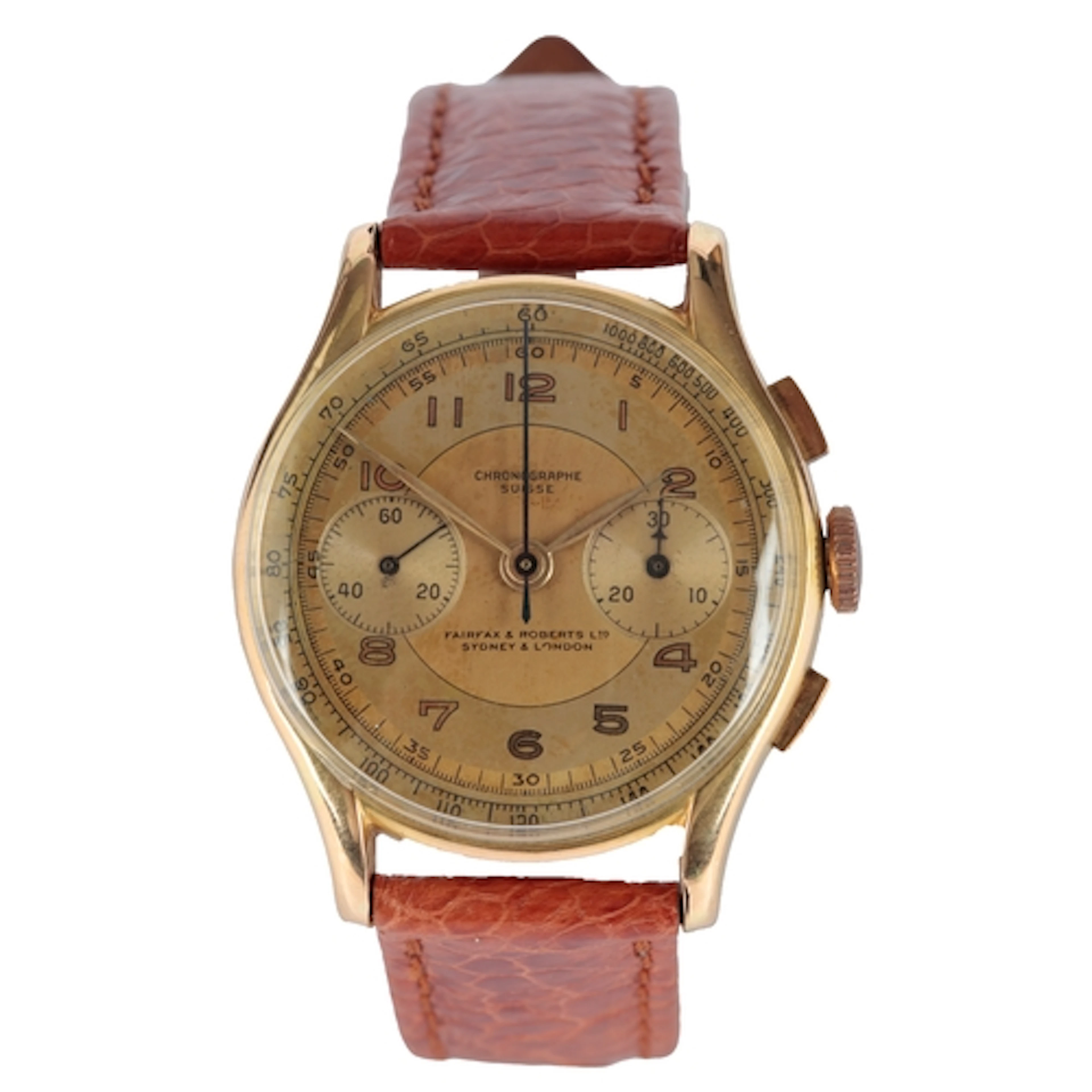 A gentleman's mid 20th century 18k gold Chronograph Suisse m...