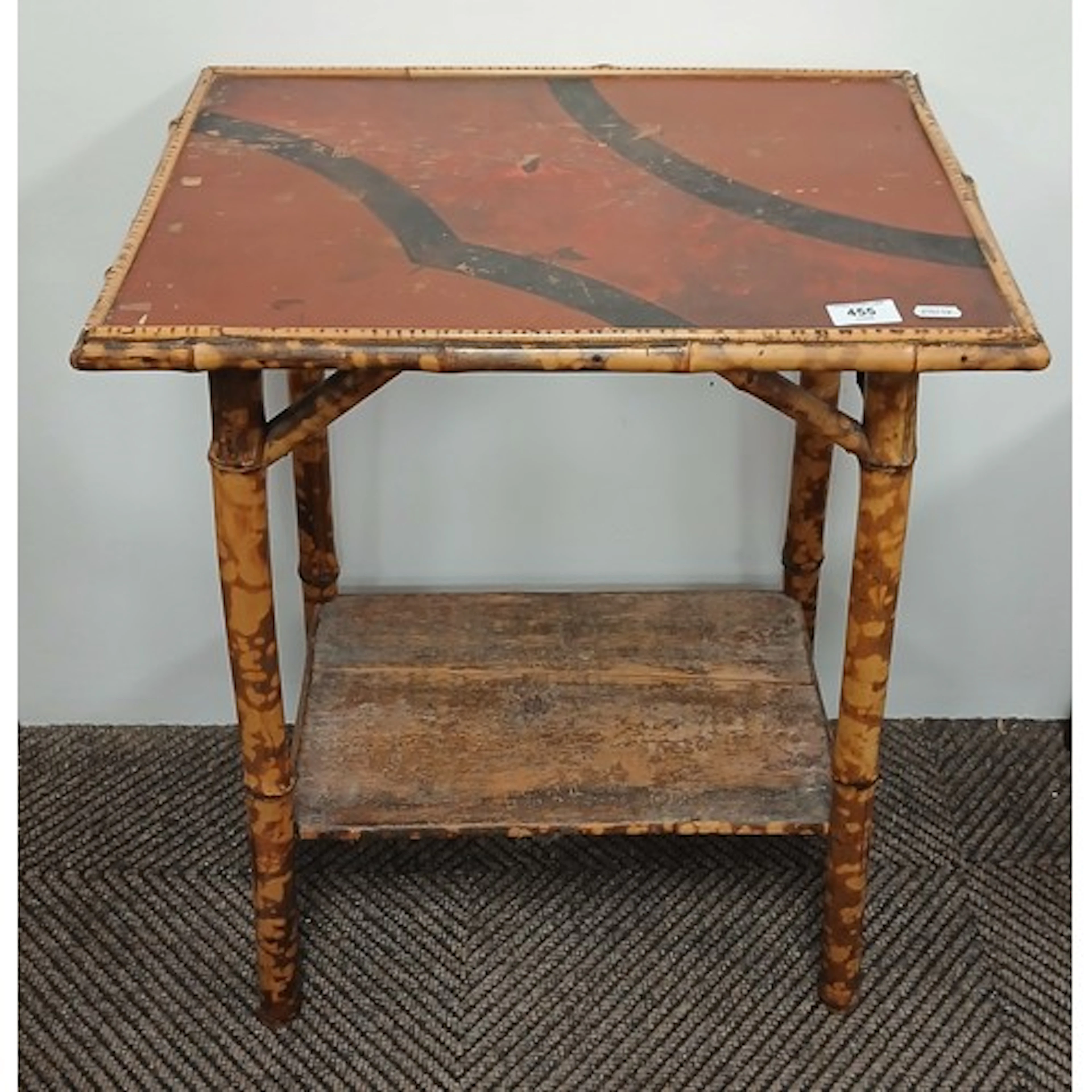 Chinoiserie bamboo two-tier side table.