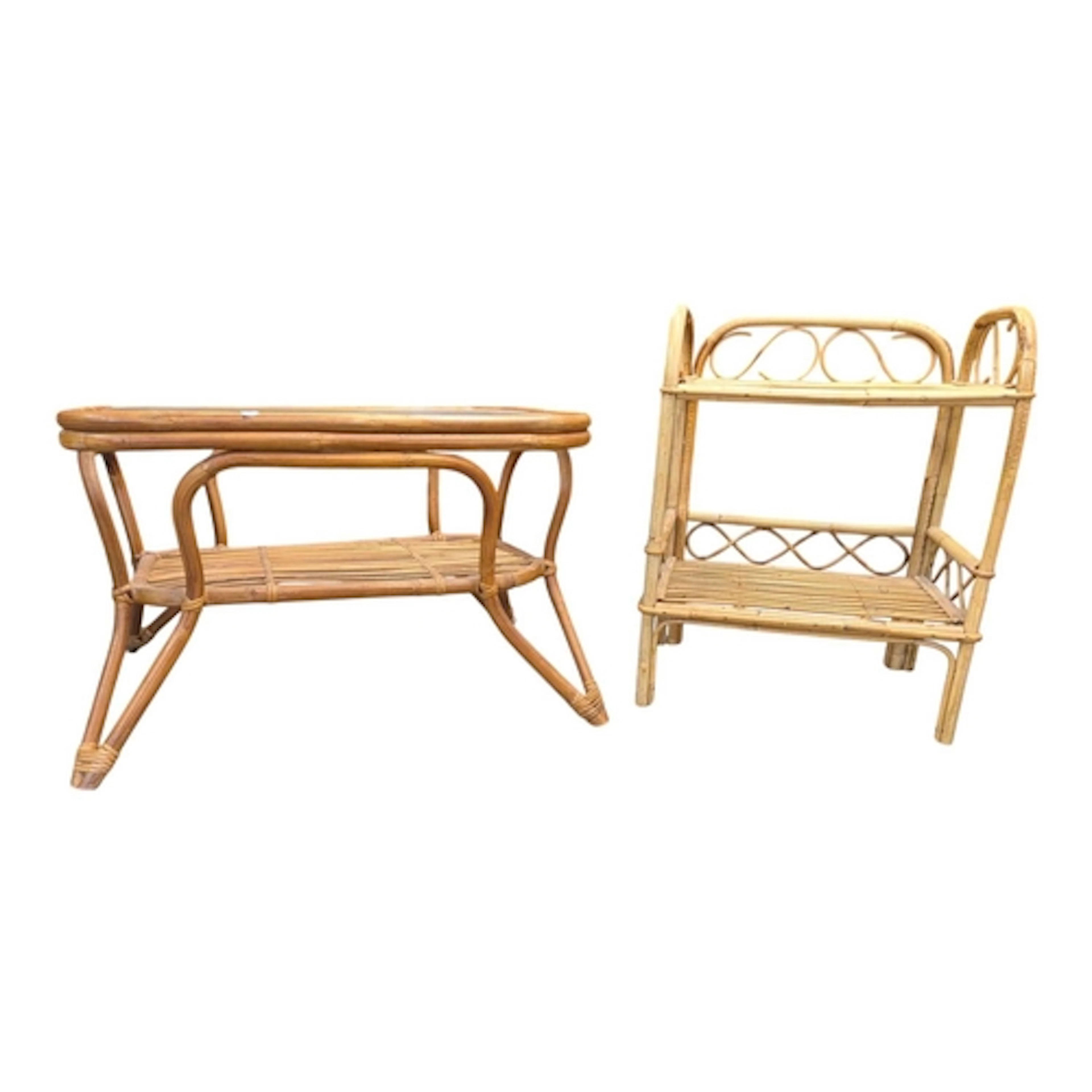 British Modern Design - Two vintage 20th century bamboo piec...