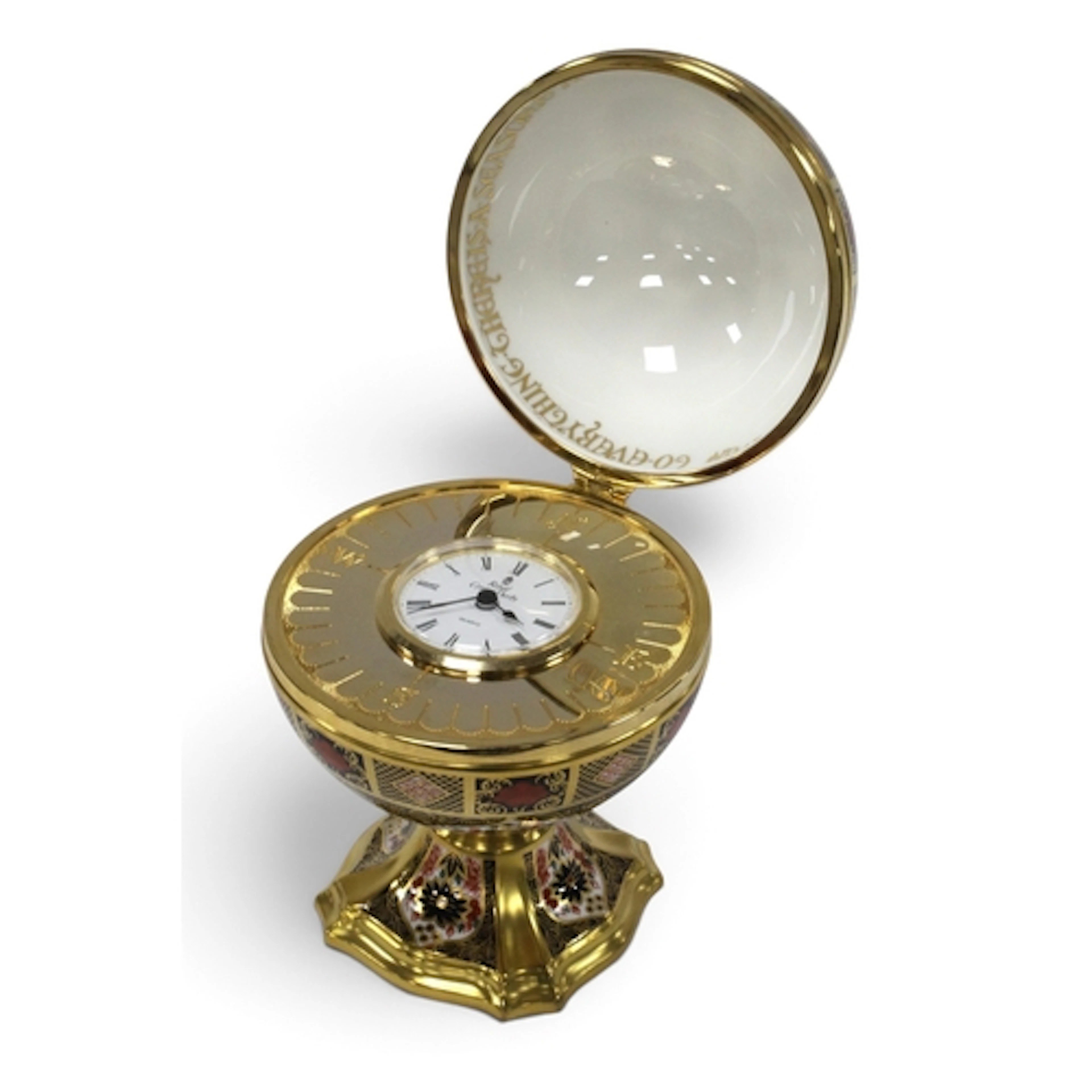 A Royal Crown Derby Porcelain Millennium Globe Clock, exclus...