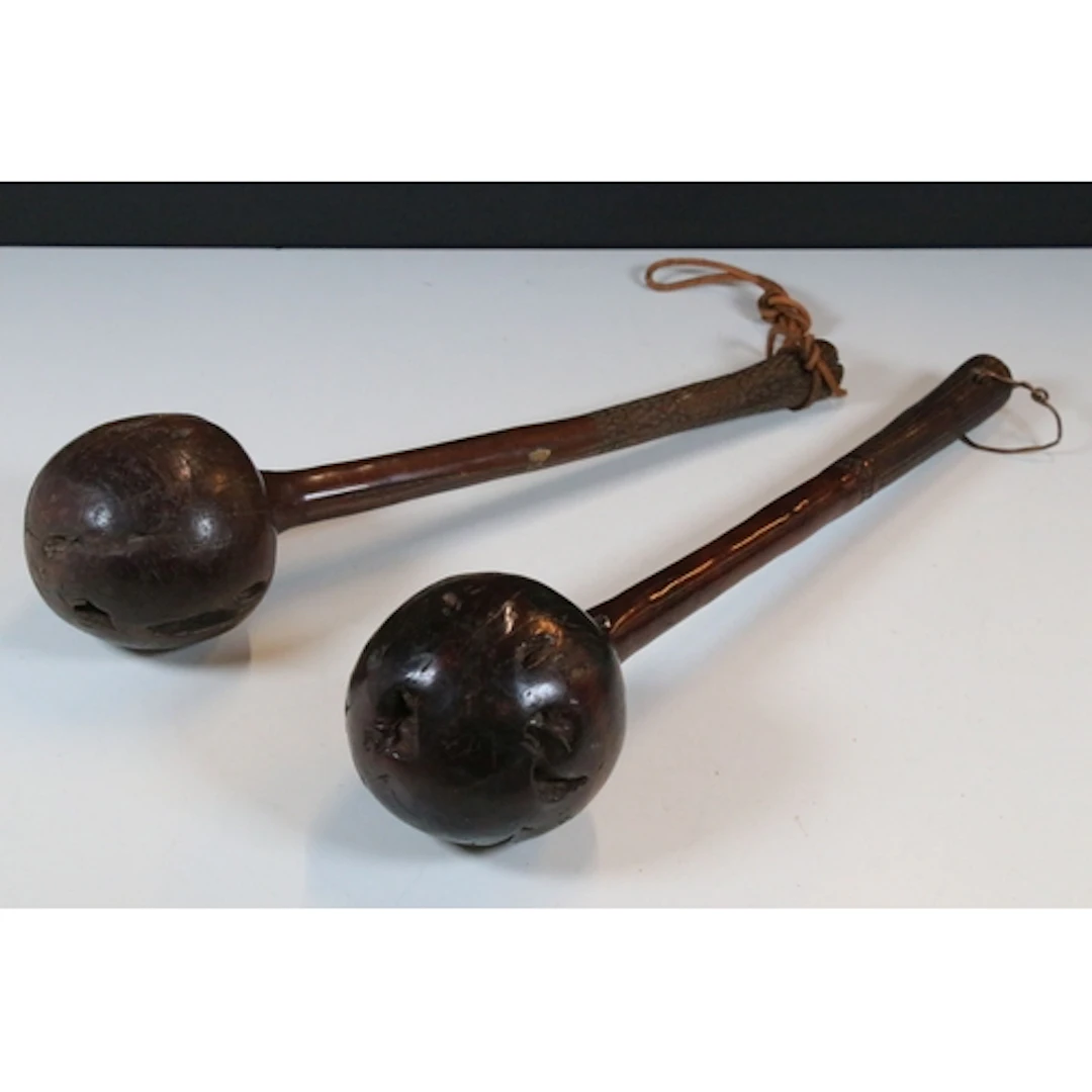 Pair of 19th century Fijian war ulas, length of each measure...