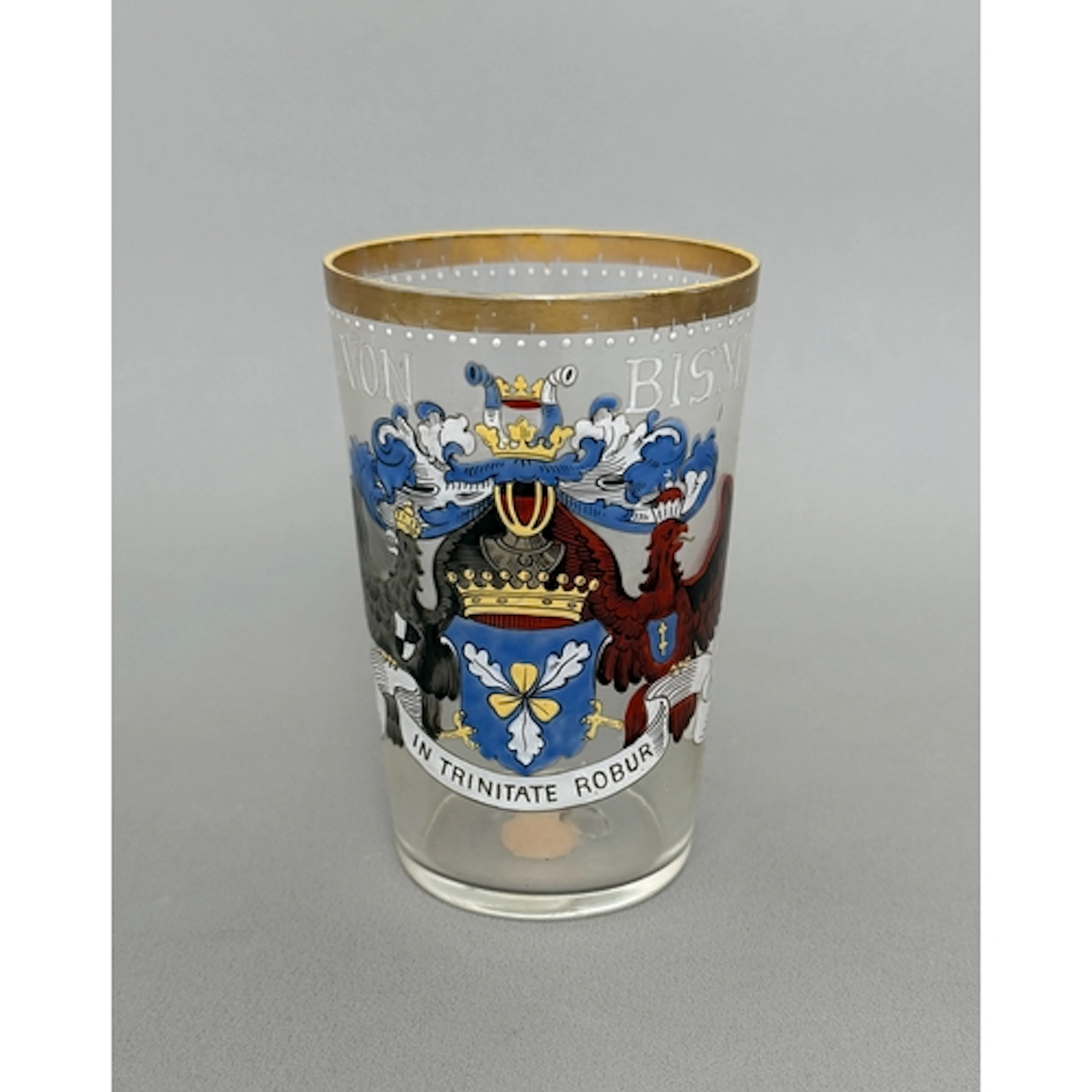 A nineteenth century German armorial glass beaker - clear gl...