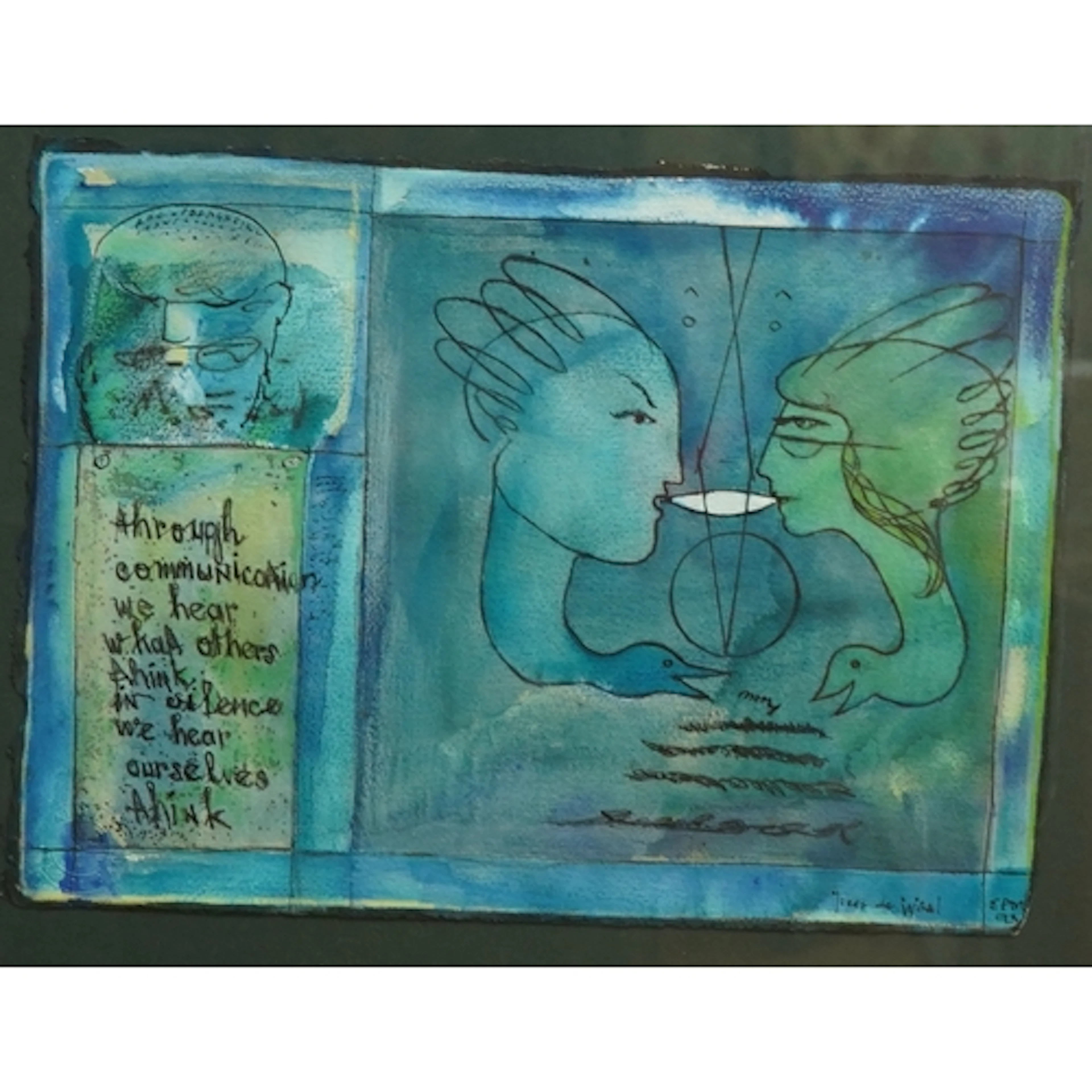 Kees De Waal, figural abstract composition, hand embellished...