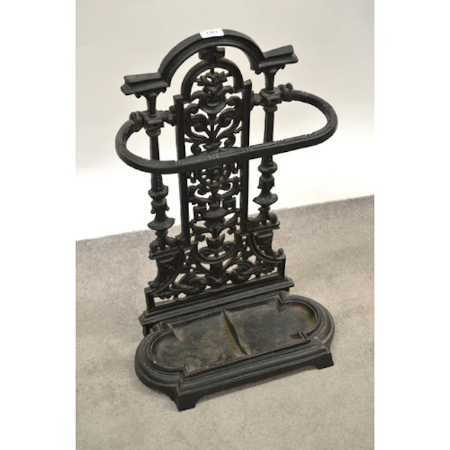 Victorian style black painted cast iron stick stand, 69cm hi...