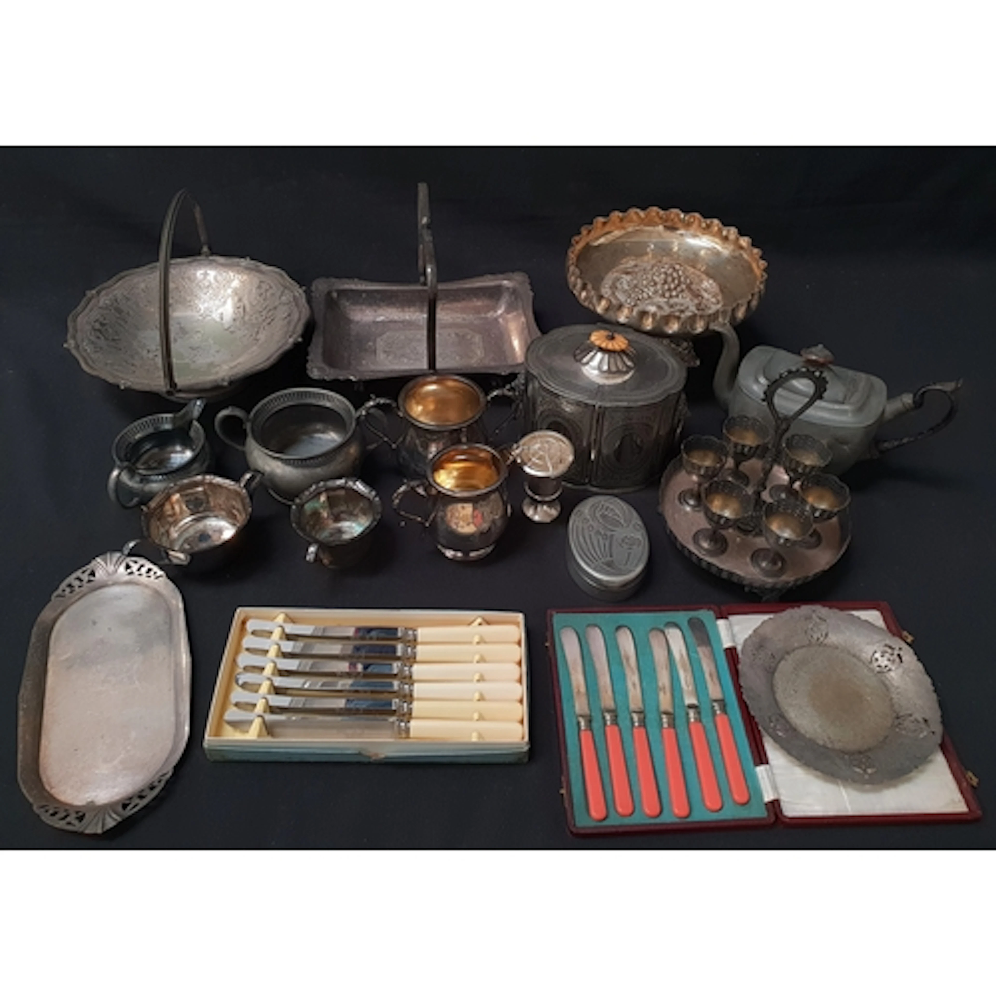 SELECTION OF PEWTER AND PLATED WARE including a Charles Renn...
