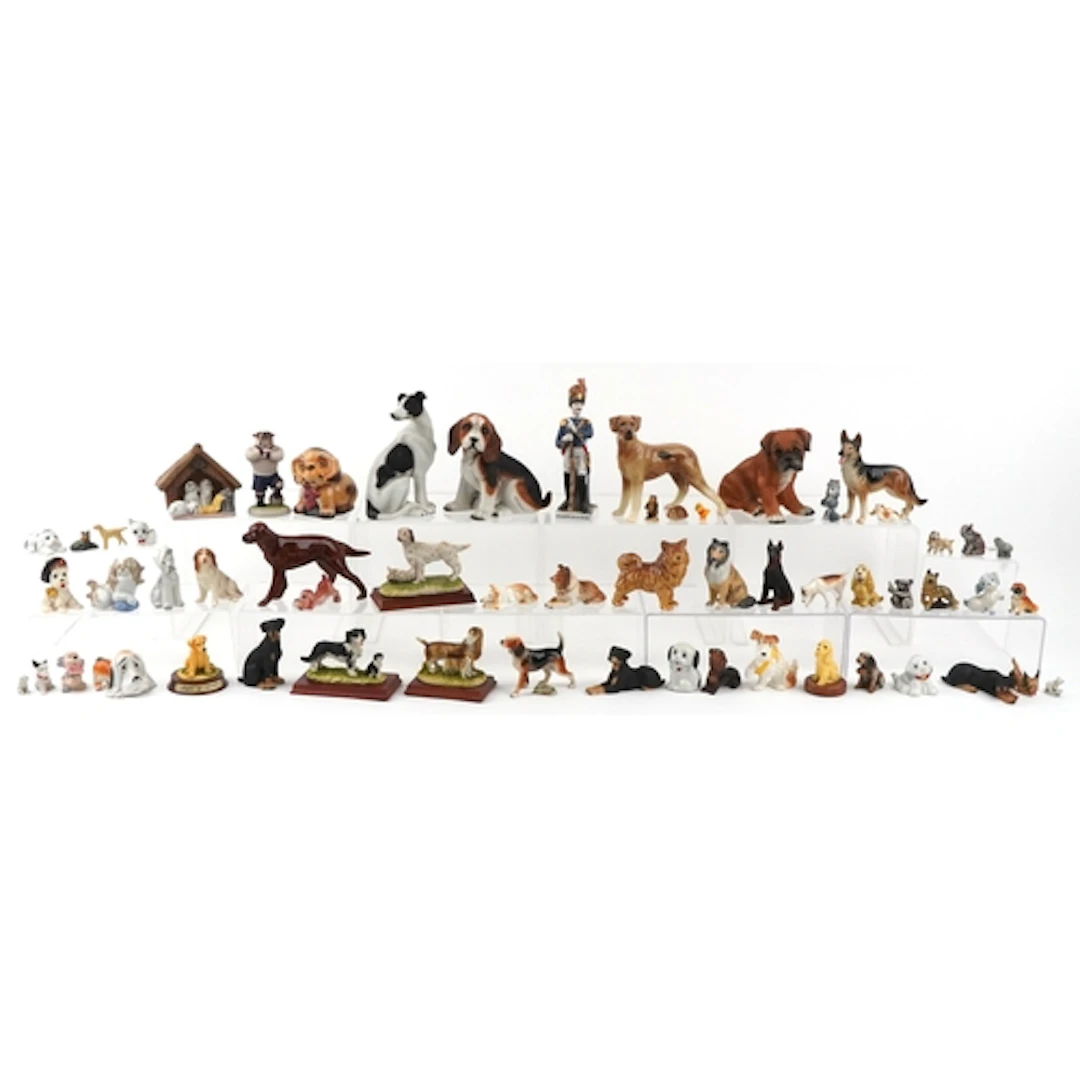 Large quantity of porcelain animals, predominantly dogs, inc...