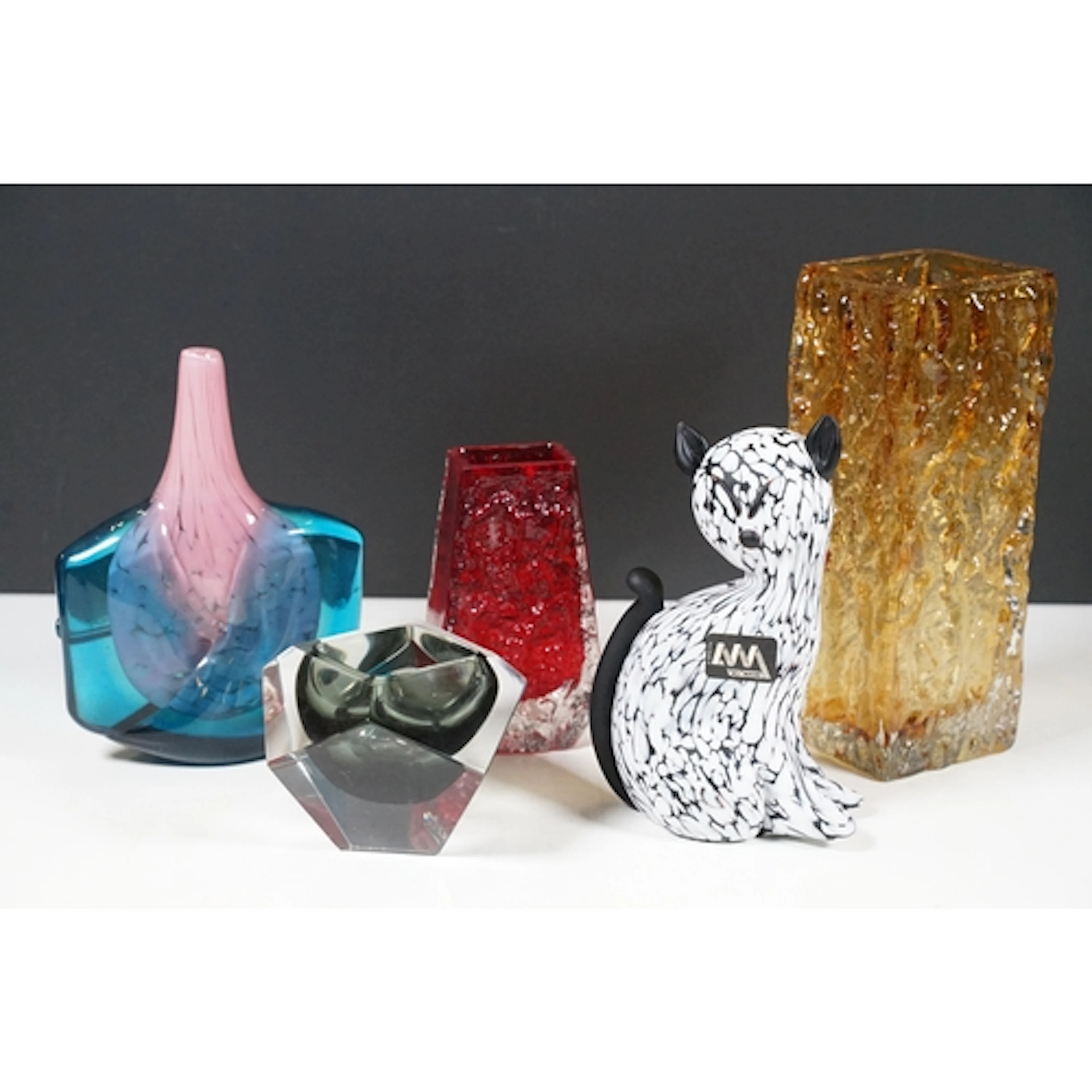 Group of 20th century glass to include Whitefriars ruby 'Cof...