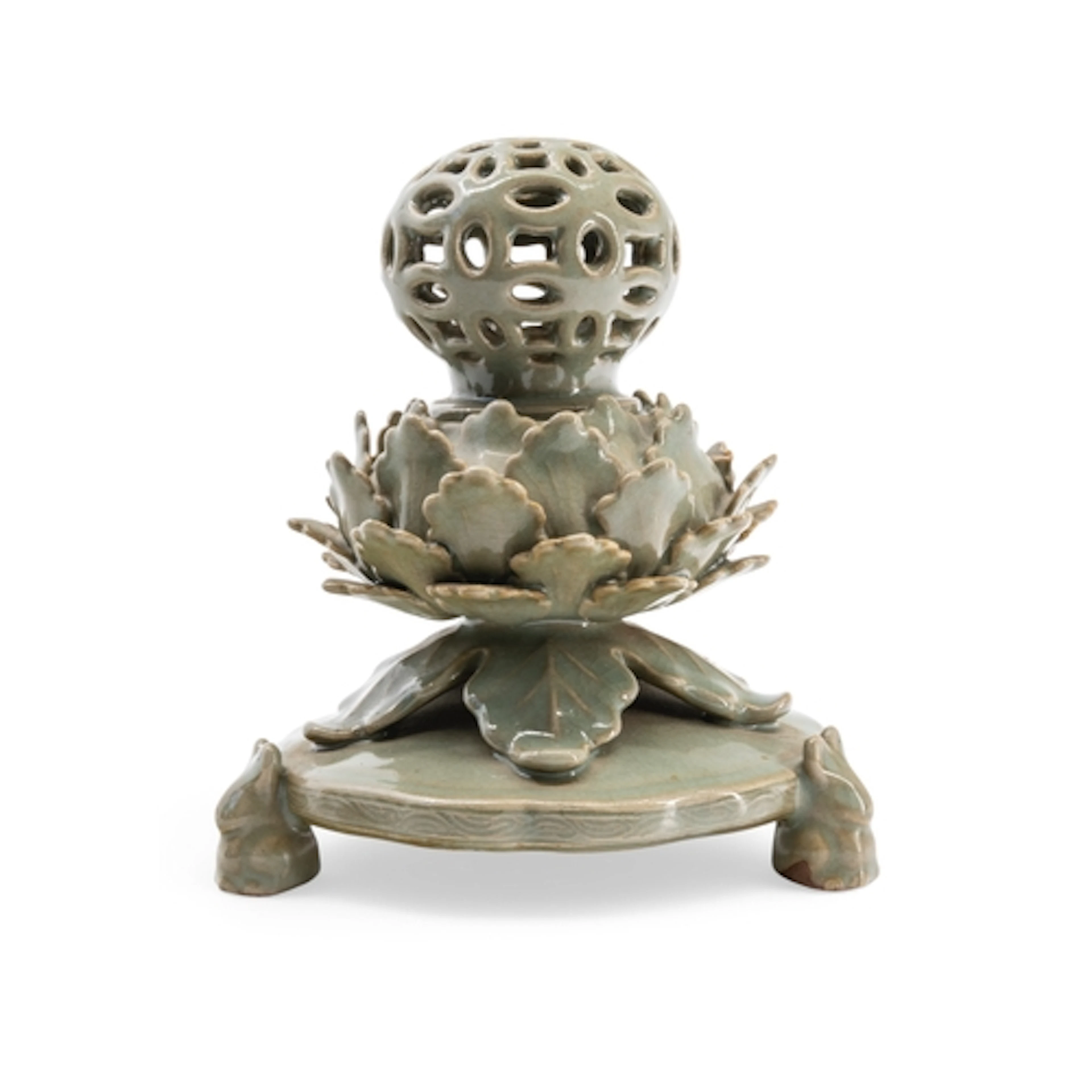 A KOREAN CELADON-GLAZED CENSER 20TH CENTURY 16cm high...