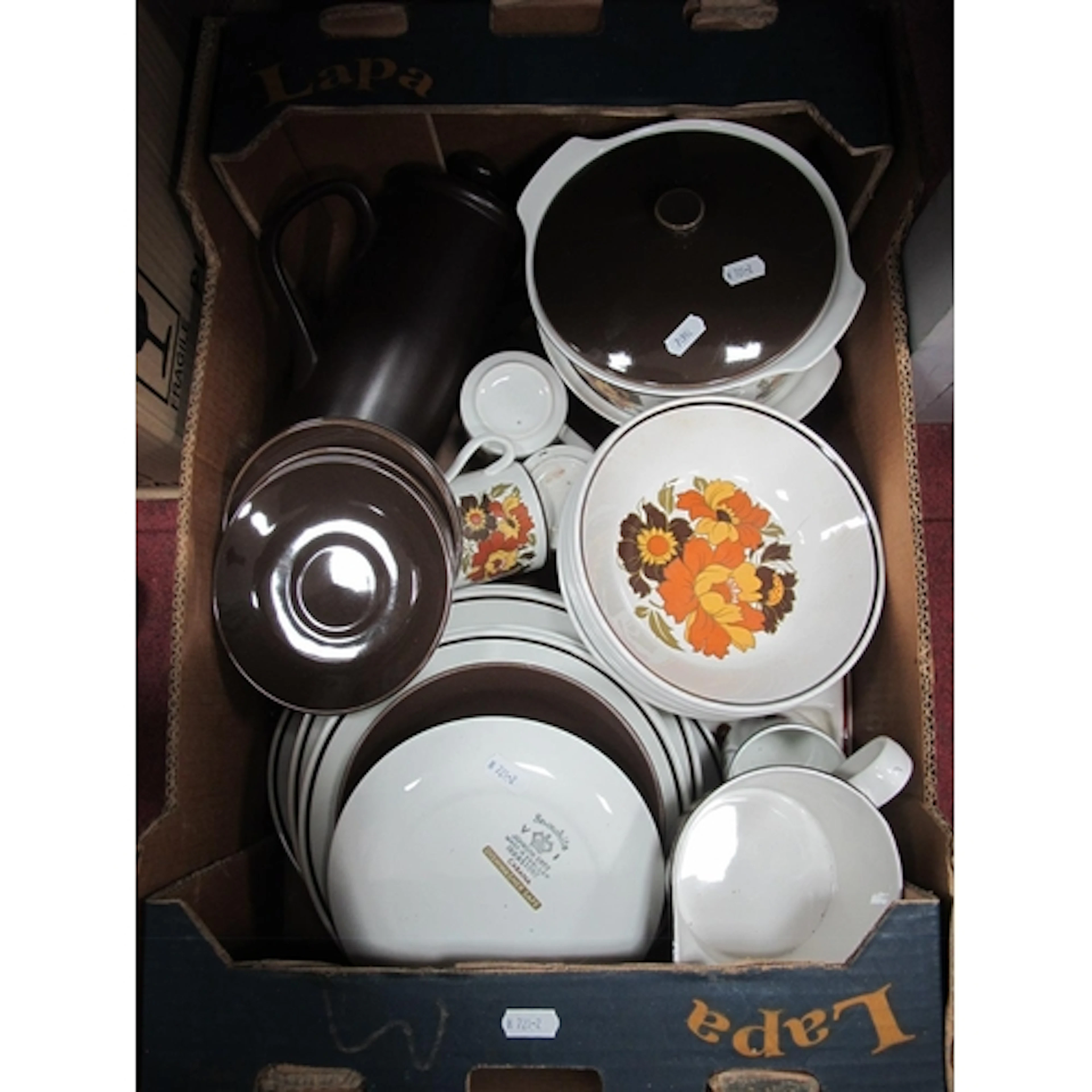 Vintage Johnson Brothers "Cabana" Pattern Ironstone Coffee a...