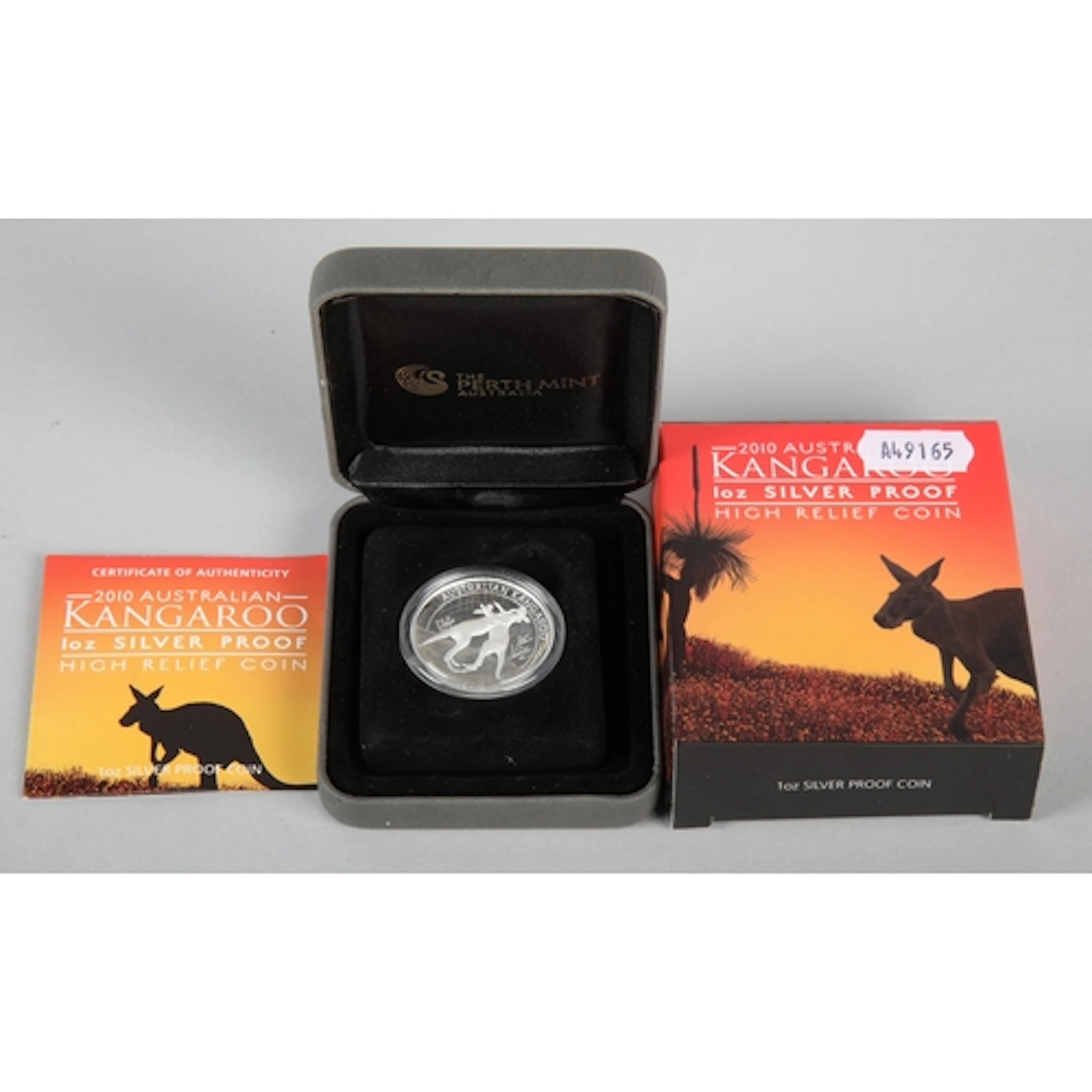 2010 Australian Kangaroo 1oz silver proof piedfort high reli...