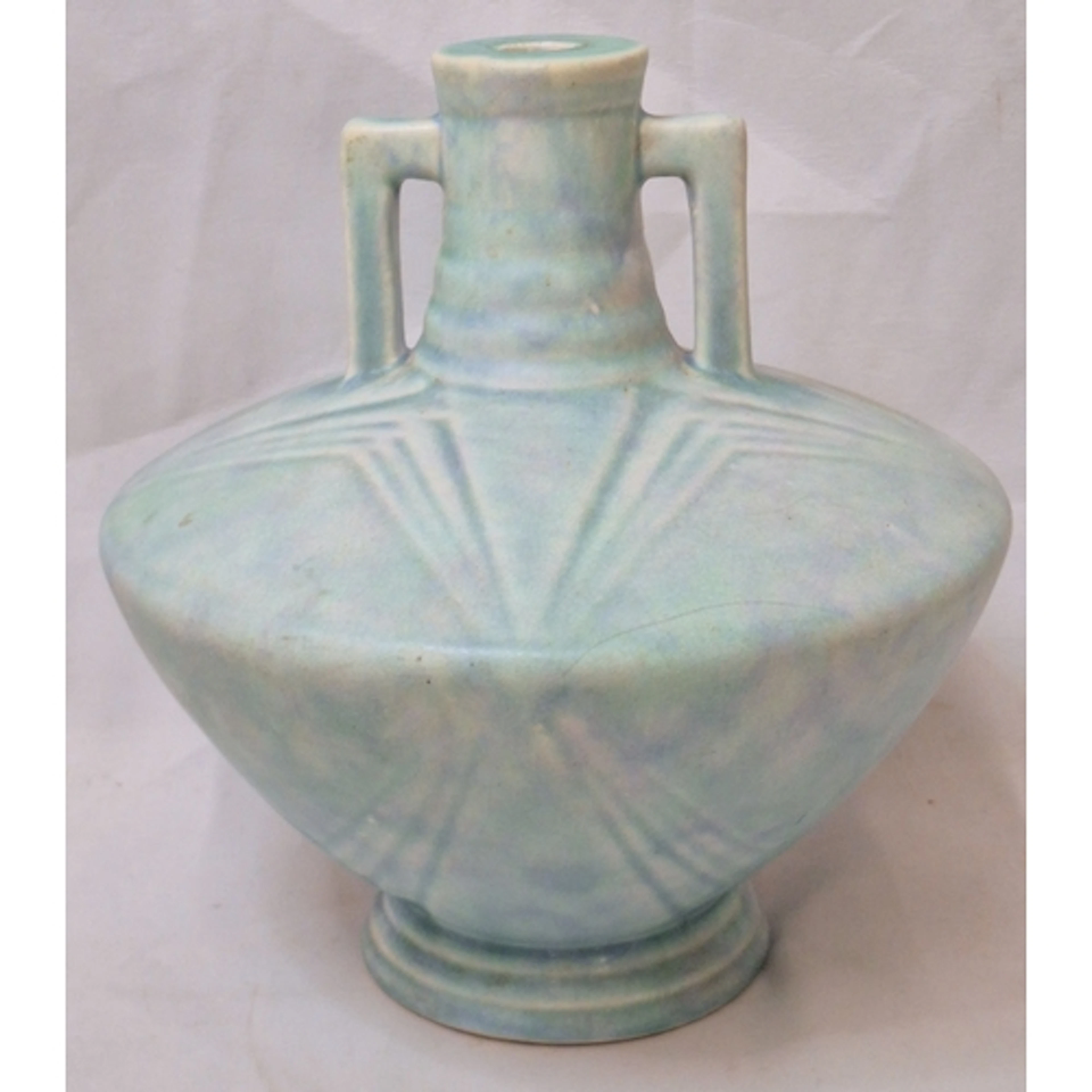 Vintage Art Deco Ceramic Table Lamp Base with pale blue mott...