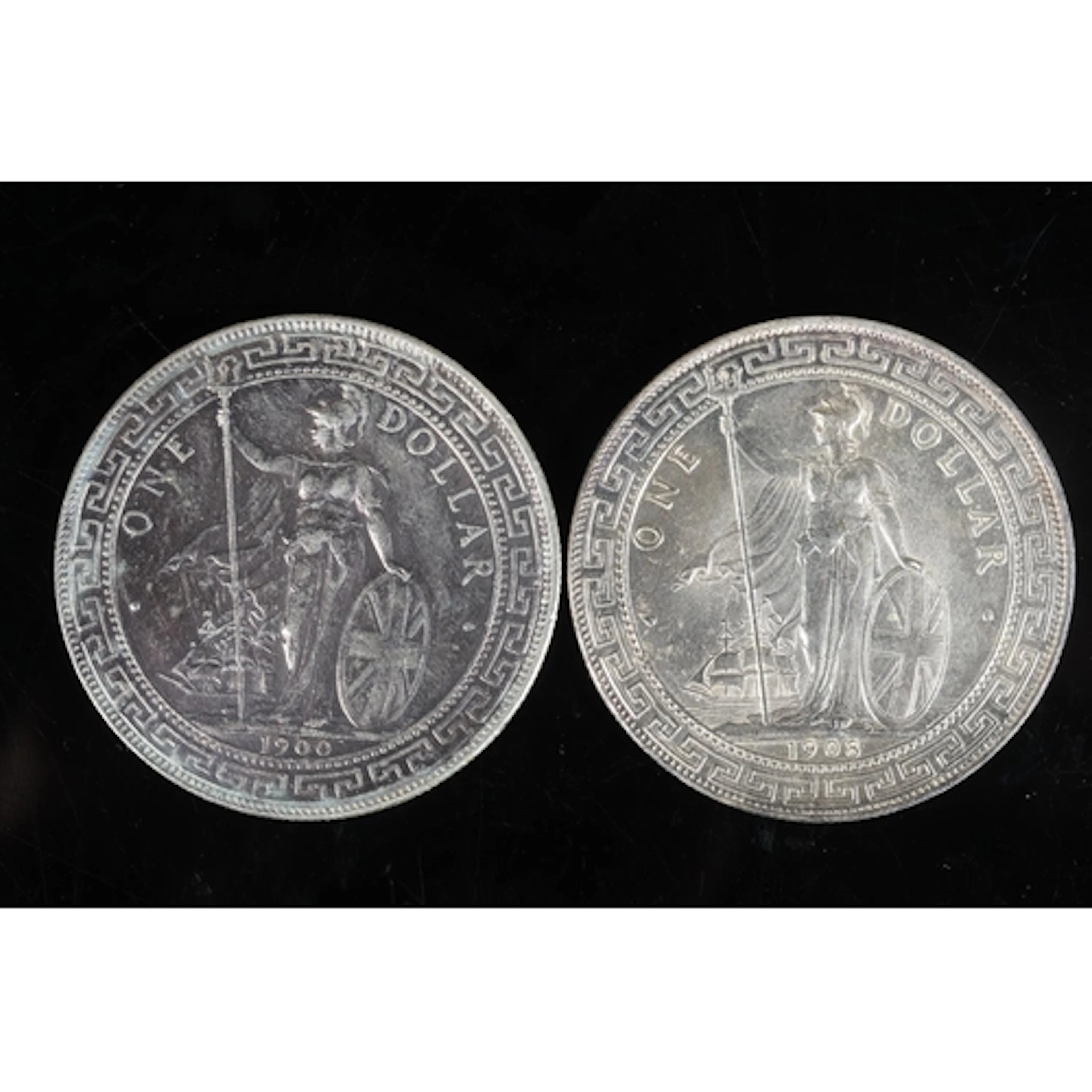 UNITED KINGDOM British Colonies silver trade dollars 1900 an...