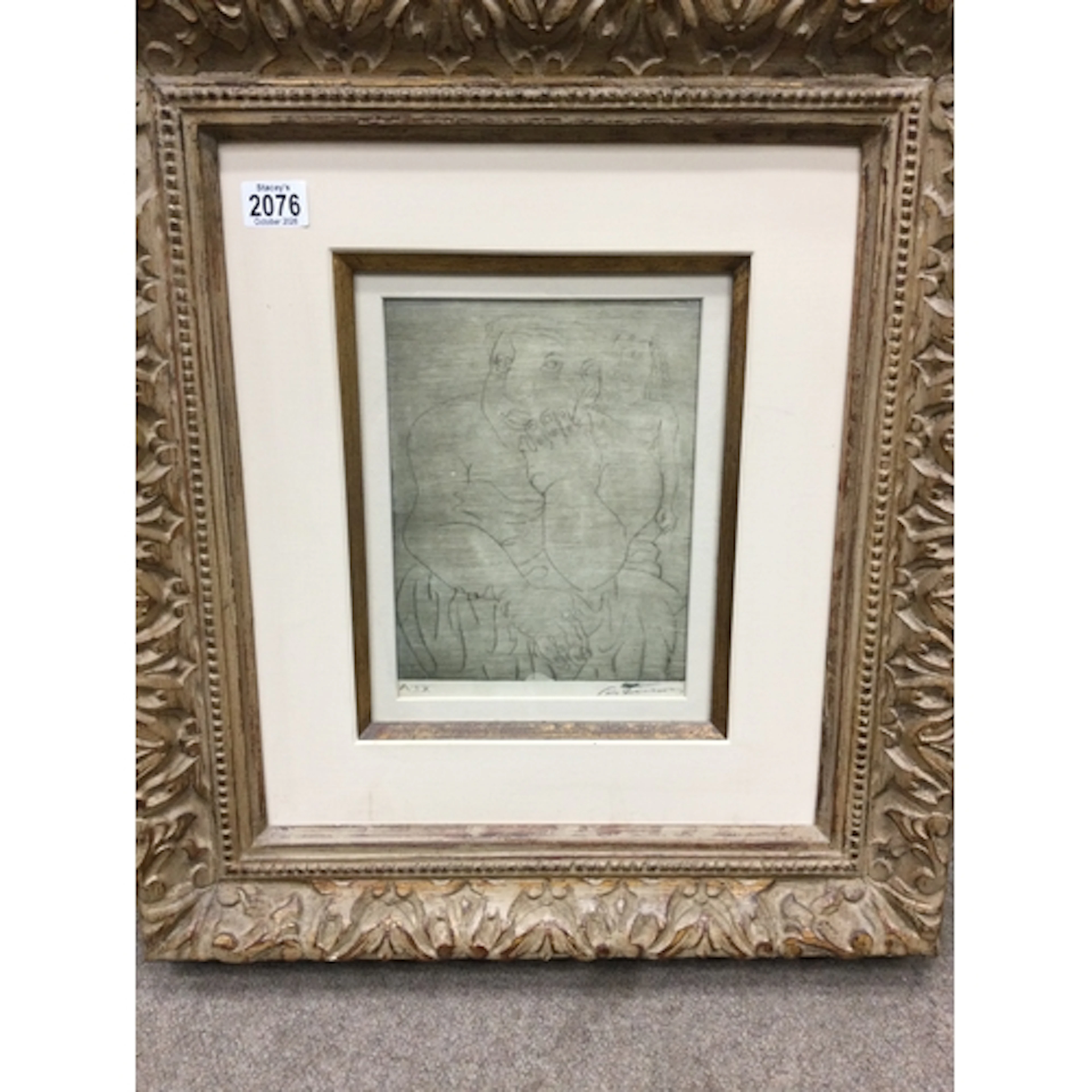 A pencil scetch. In distinctively signed bottom right, depic...