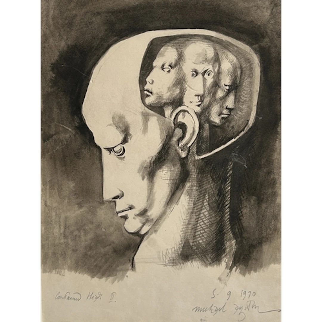 MICHAEL AYRTON (ENGLISH, 1921-1975): 'CONTAINED HEADS' Signe...