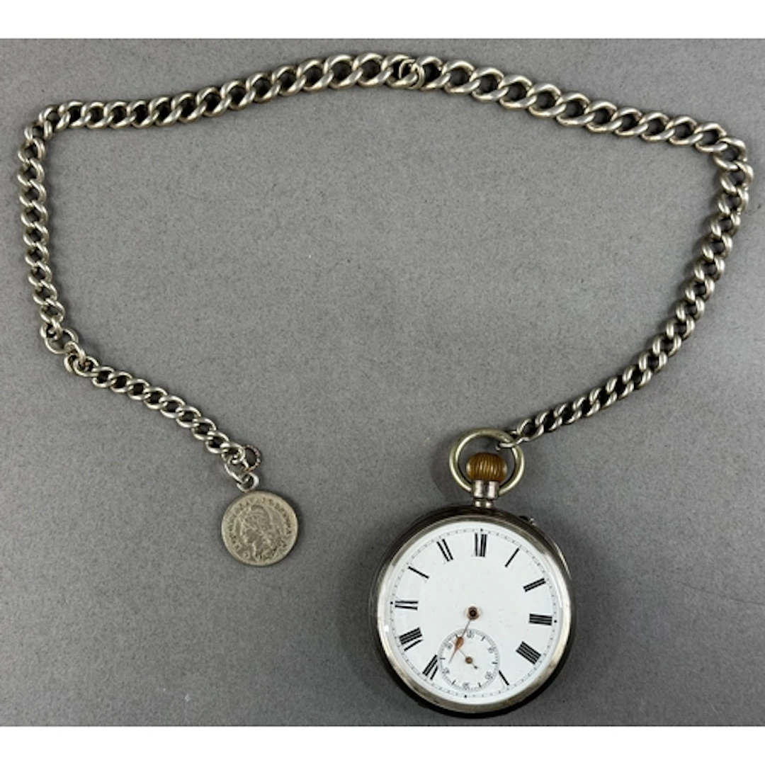 Watches: a Longines Swiss silver open faced keyless wind poc...