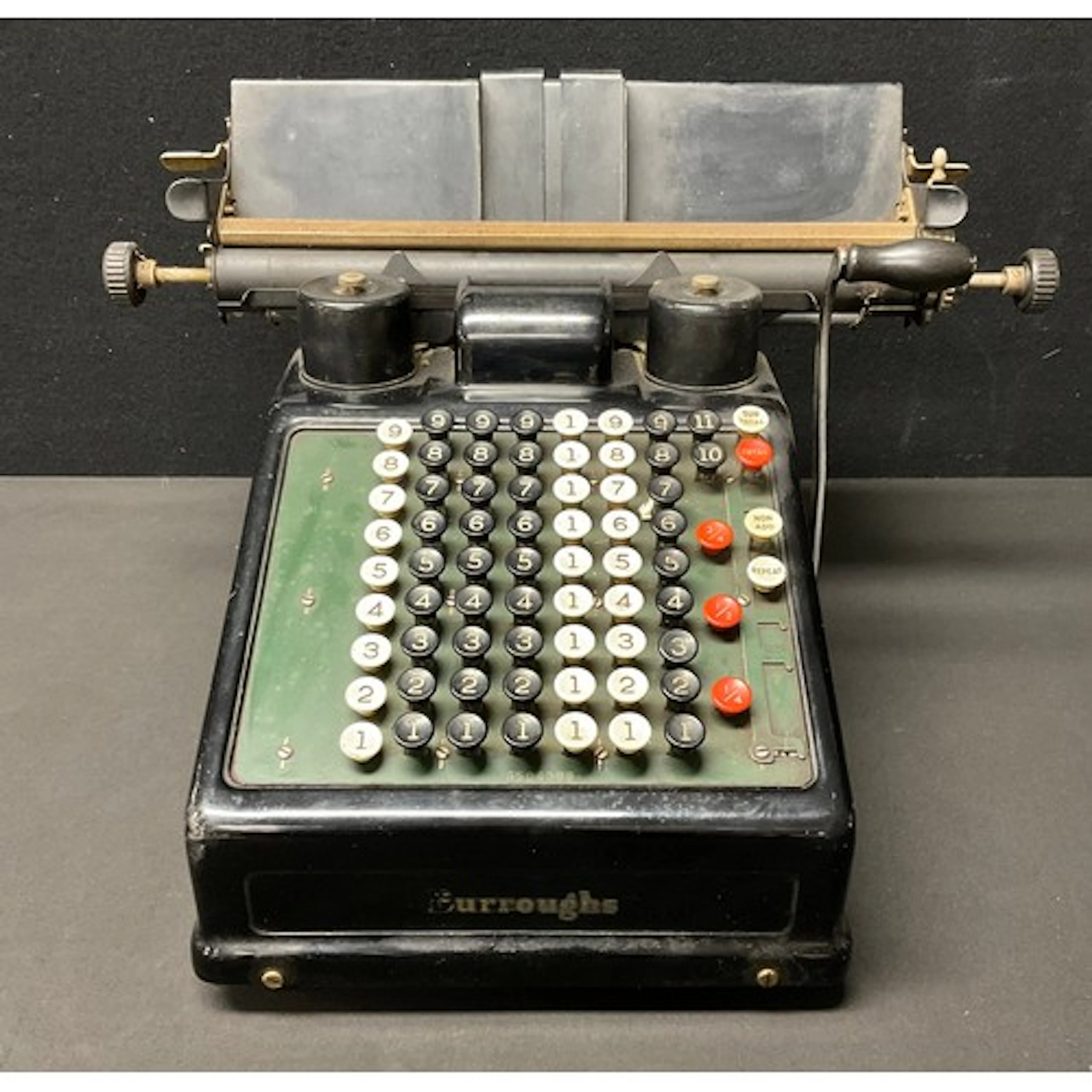 A Burroughs adding machine, "Made in S. America", 26cm high,...