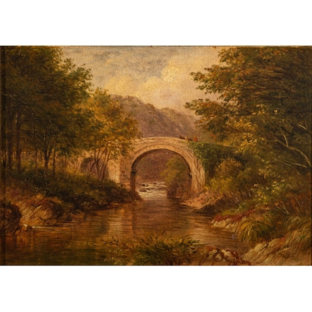 19th Century British school - Study of an arched stone brid...