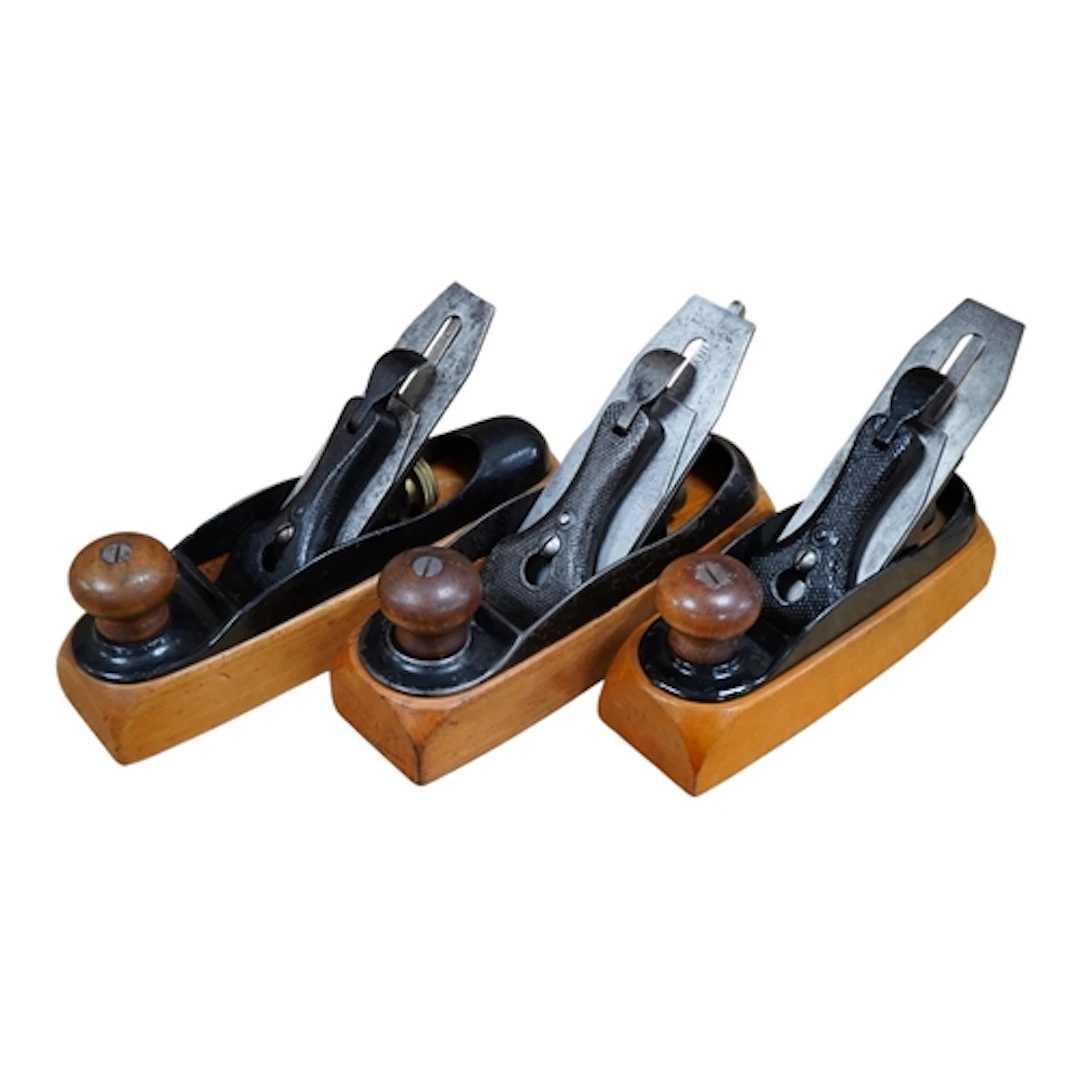 A set of three graduated Stanley wood bottom transitional Sm...
