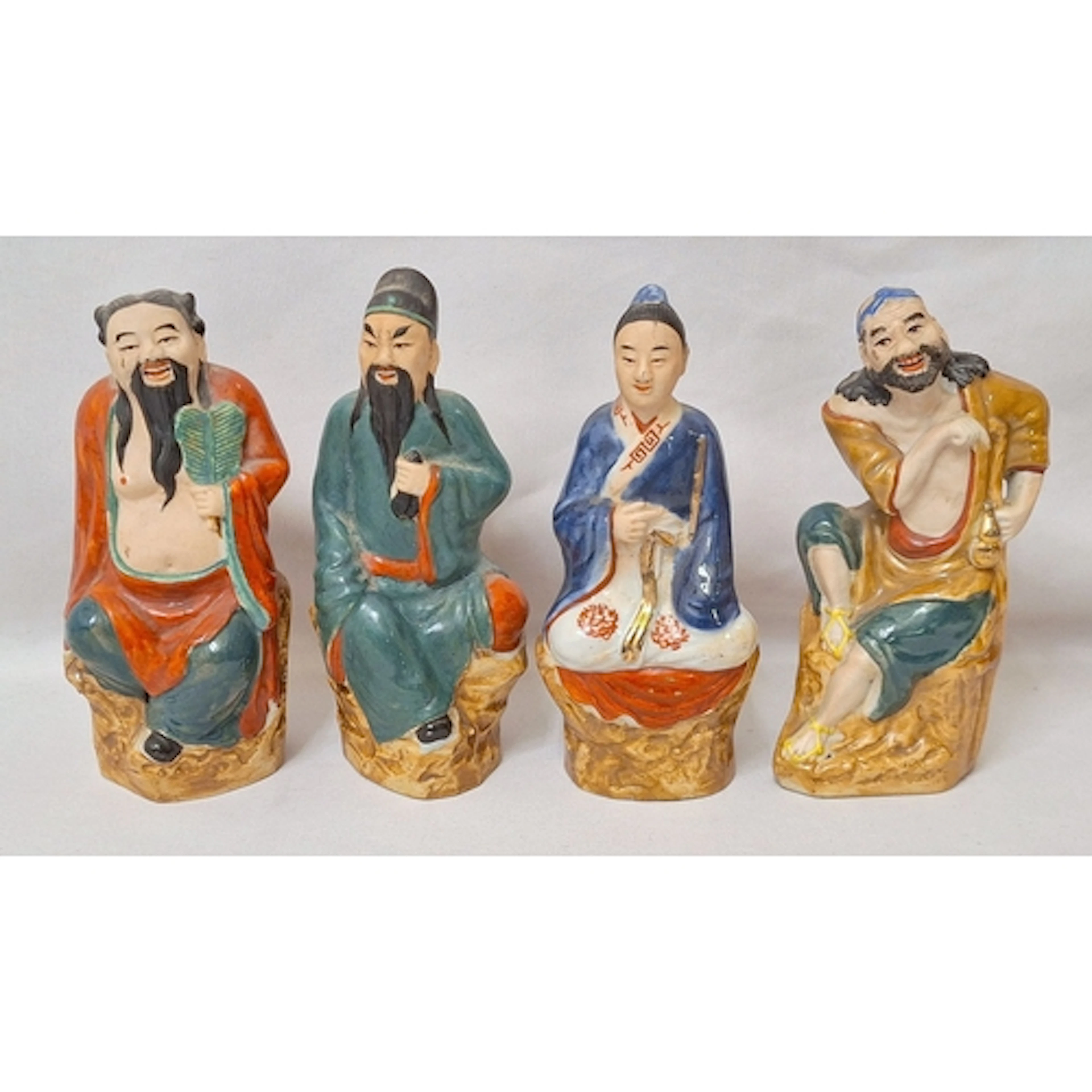 4 Chinese Pottery Figures, impressed marks to base approx. 1...