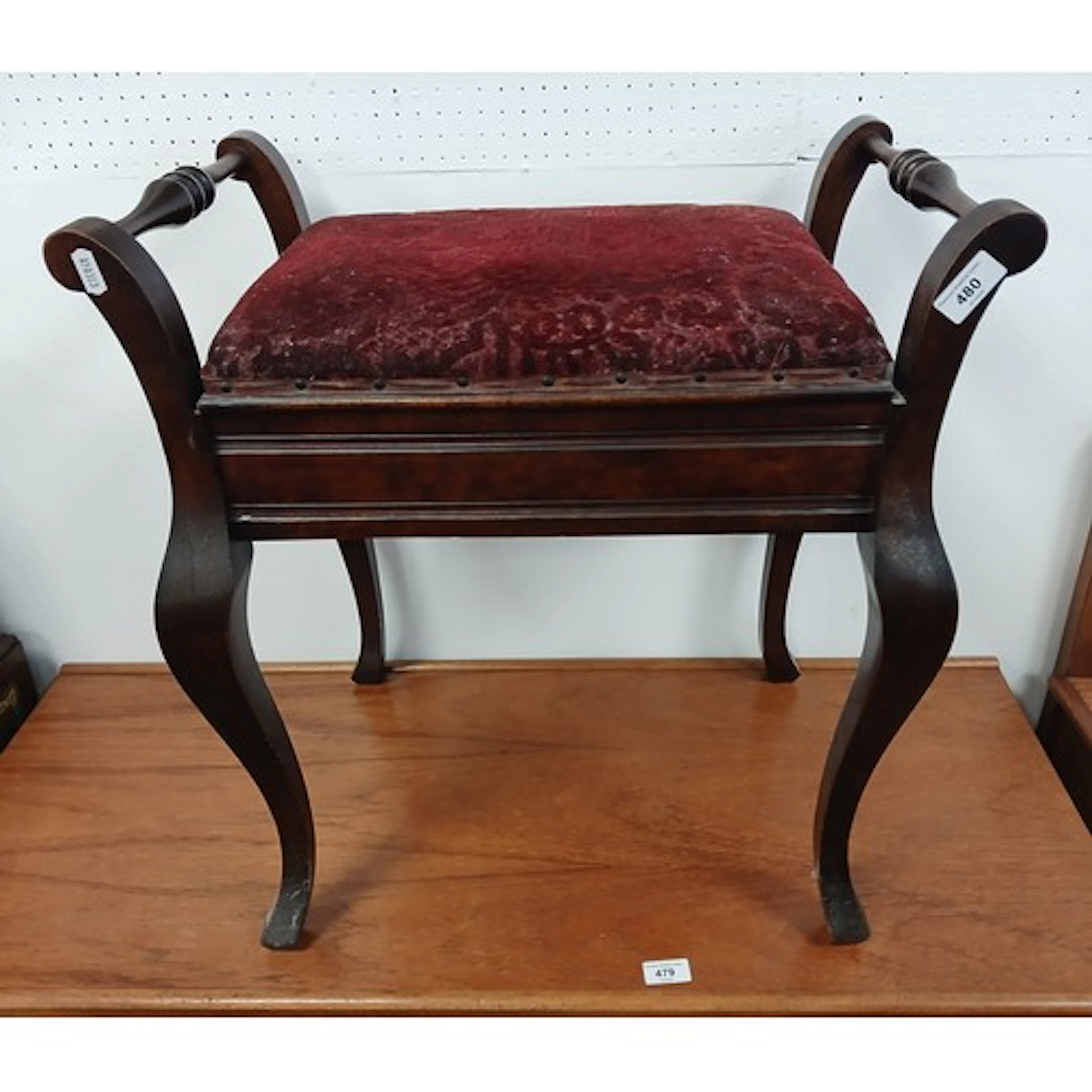 Edwardian piano stool, with lift-up seat.