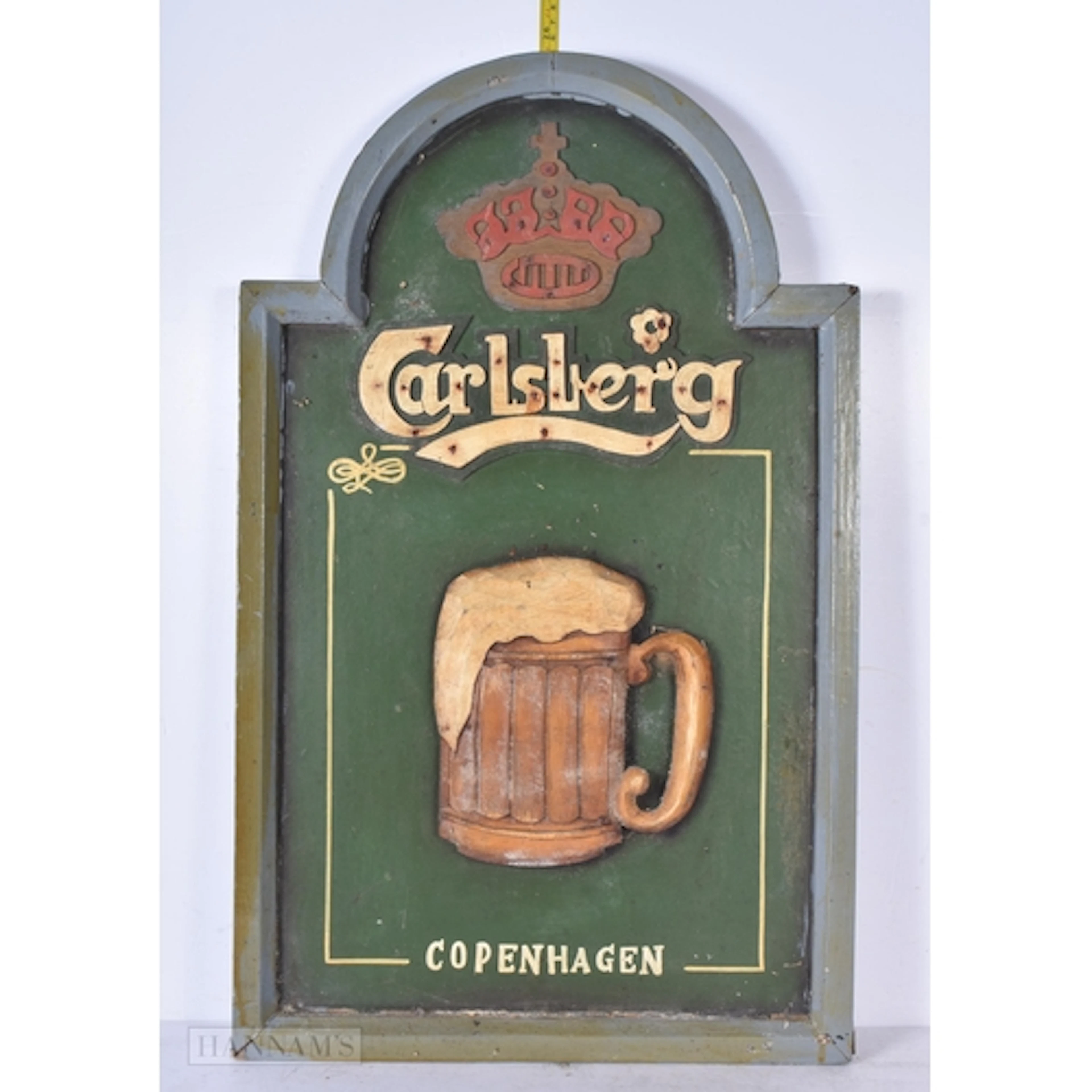 A Vintage Wooden Carlsberg advertising sign 66 x 40cm