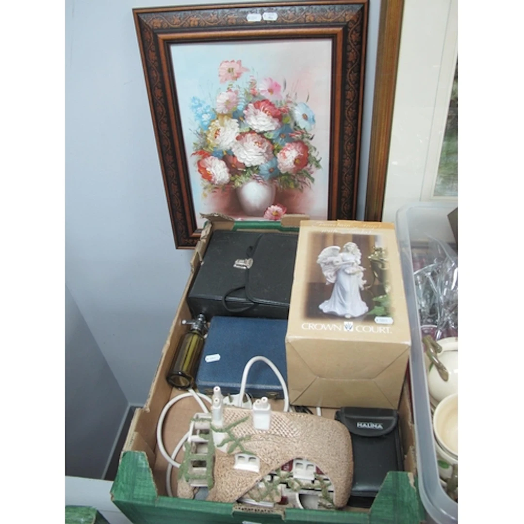 Collectables, including vintage floral still life oil painti...