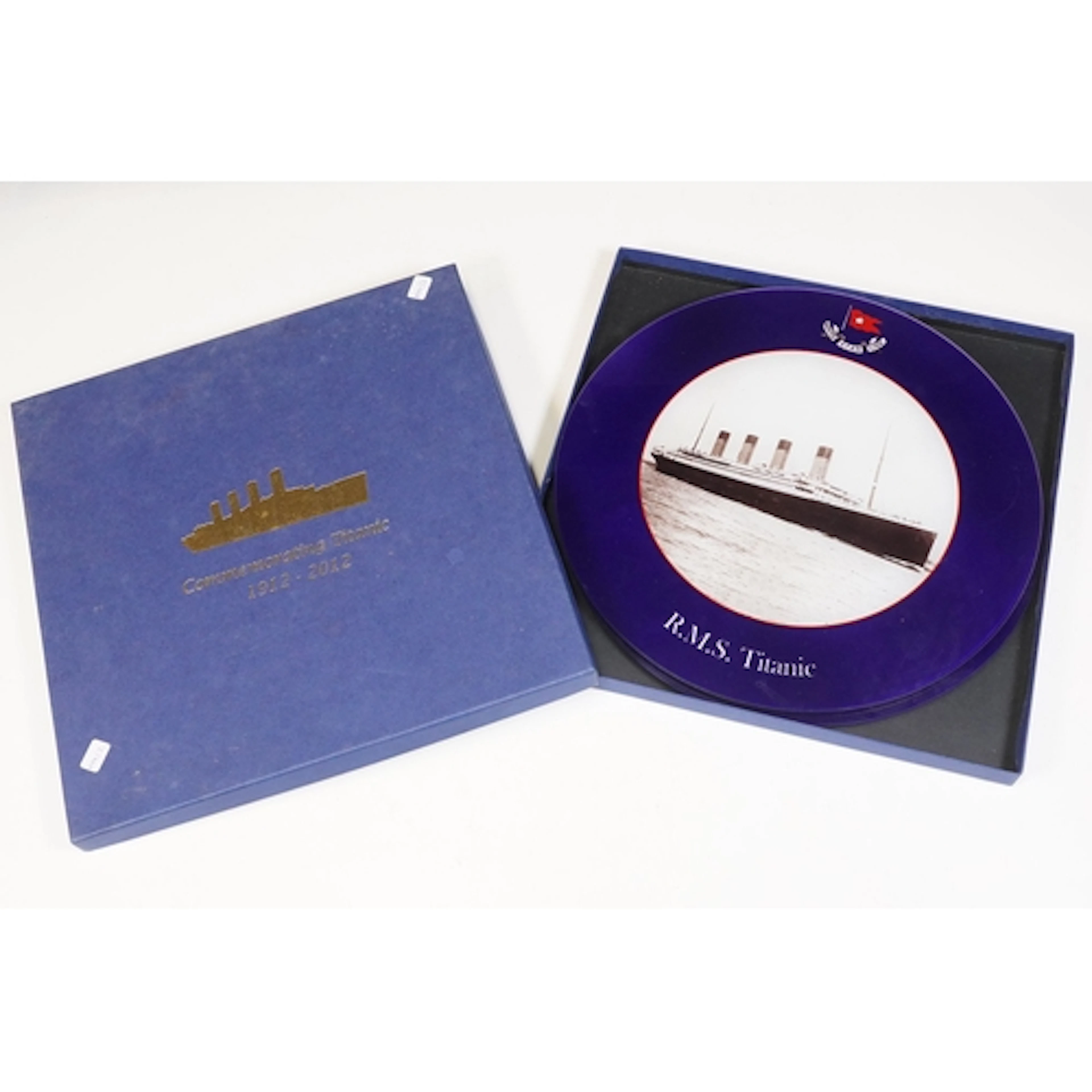 Pair of R.M.S. Titanic 100th anniversary commemorative glass...