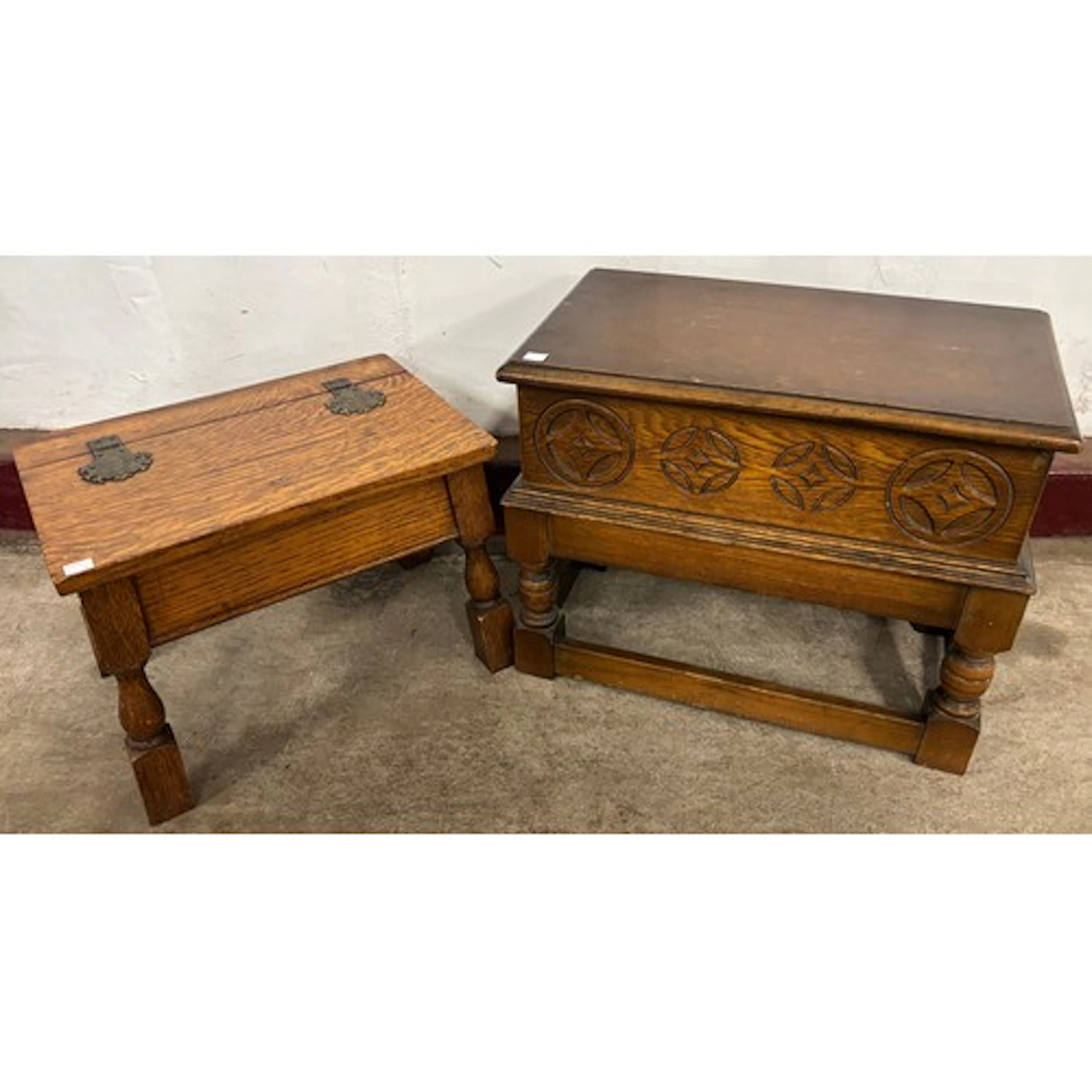 Two oak Bible boxes