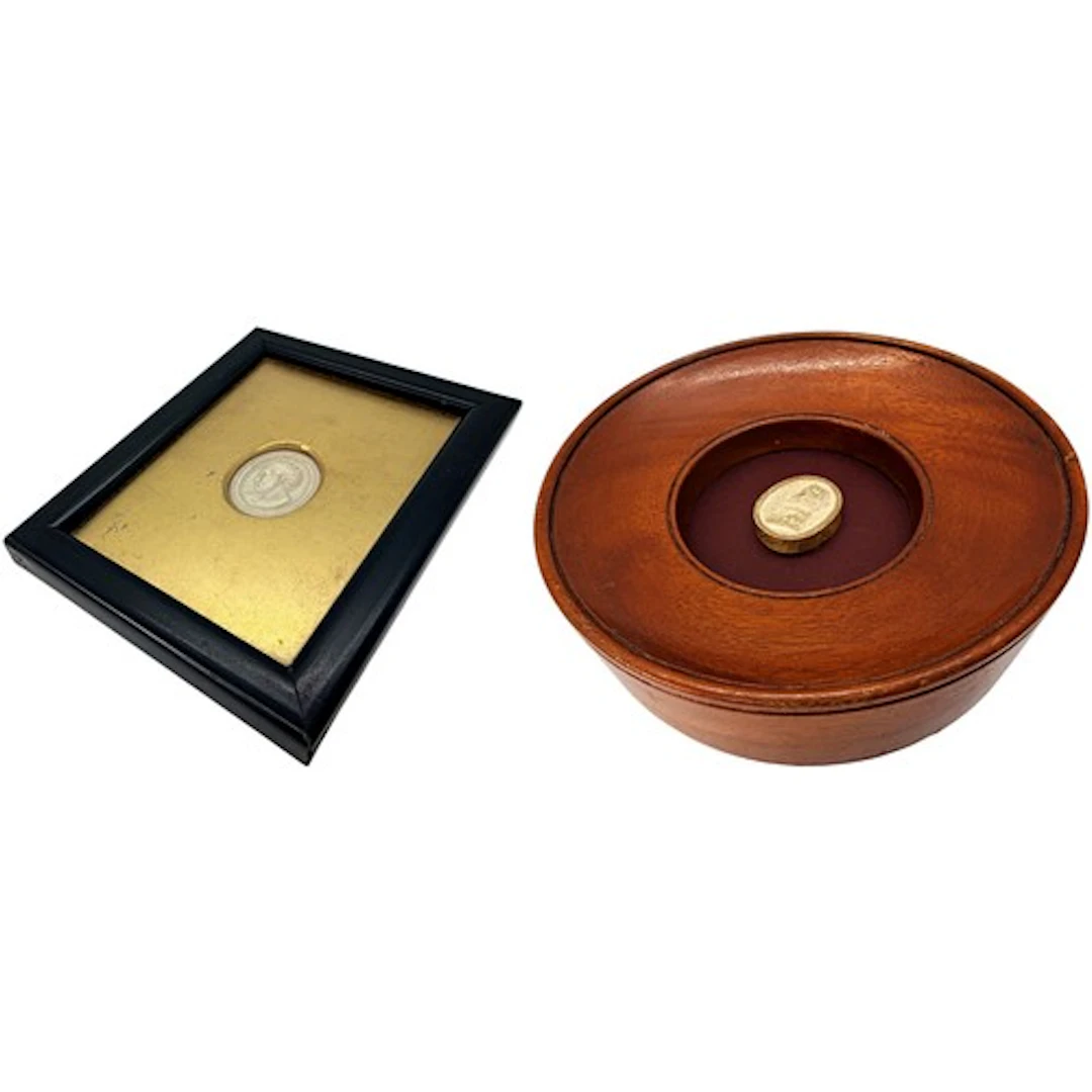 Two framed Grand Tour plaster impressions after engraved gem...