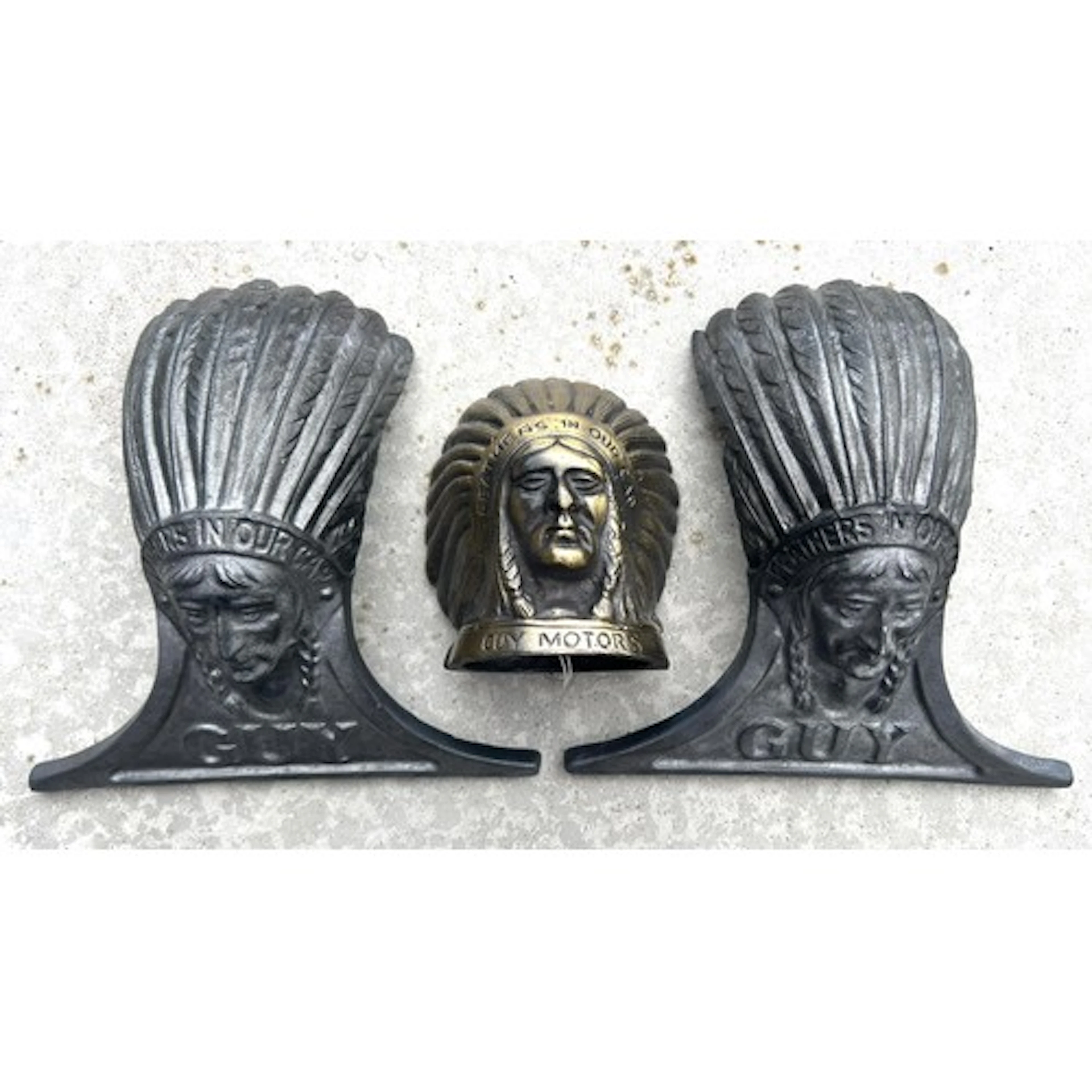 3 Classic Guy motors badges. All Indians with headdress with...