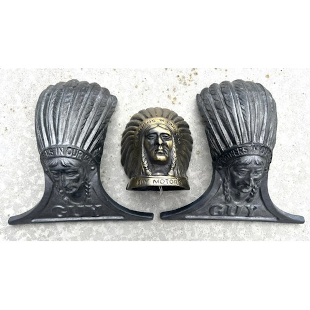 3 Classic Guy motors badges. All Indians with headdress with...
