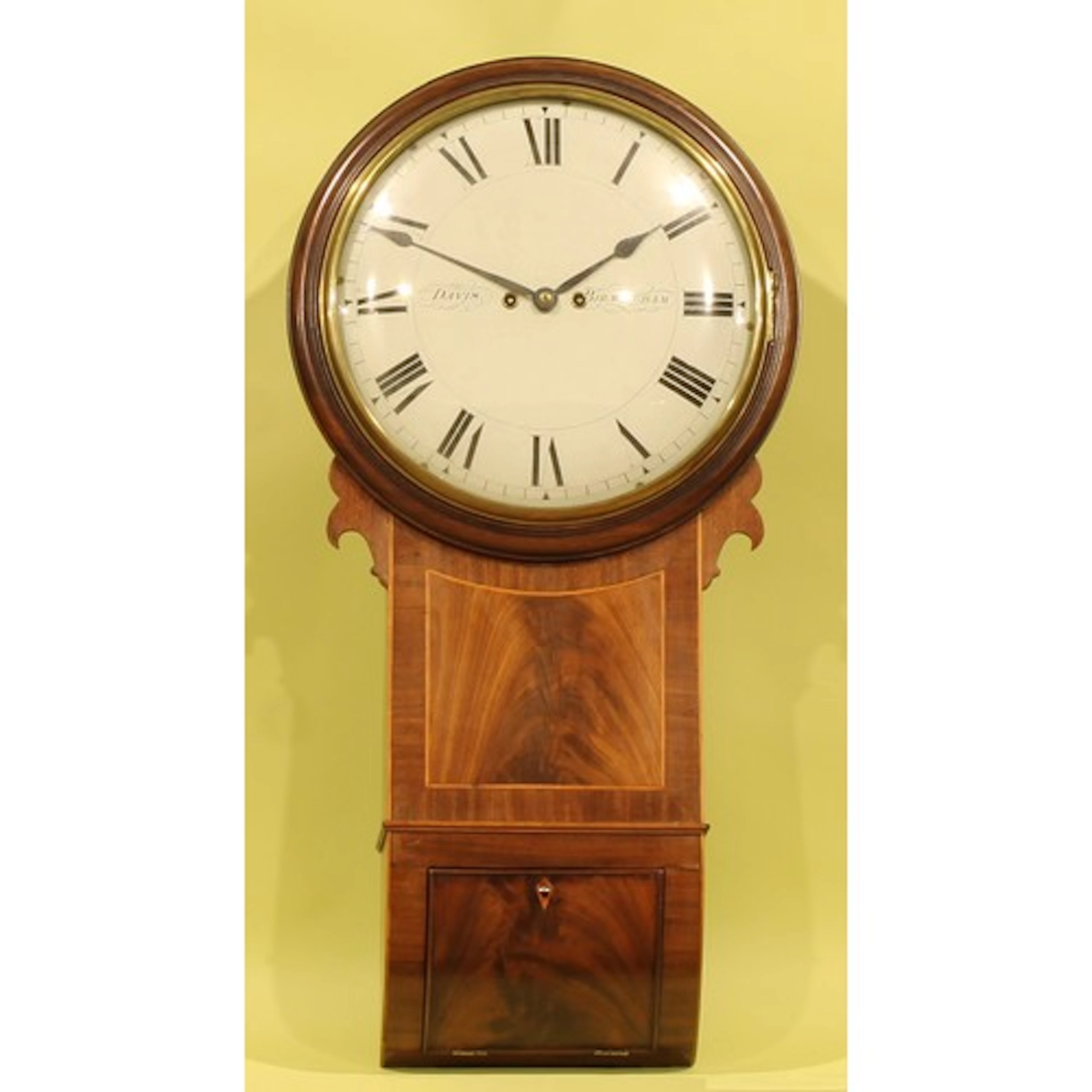 A 19th century mahogany drop dial wall clock, 35.5cm dial in...