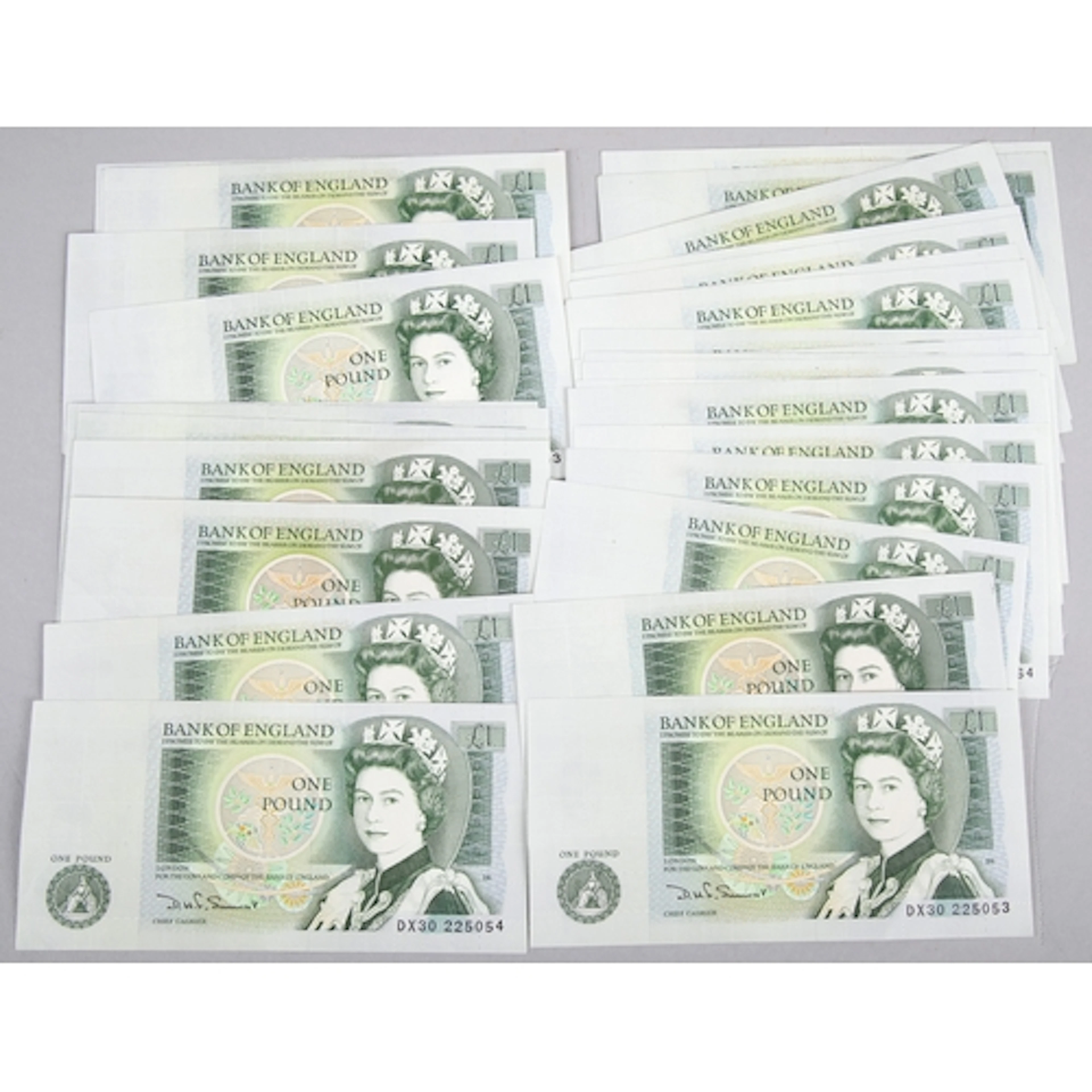 Thirty one bank of England one pound notes